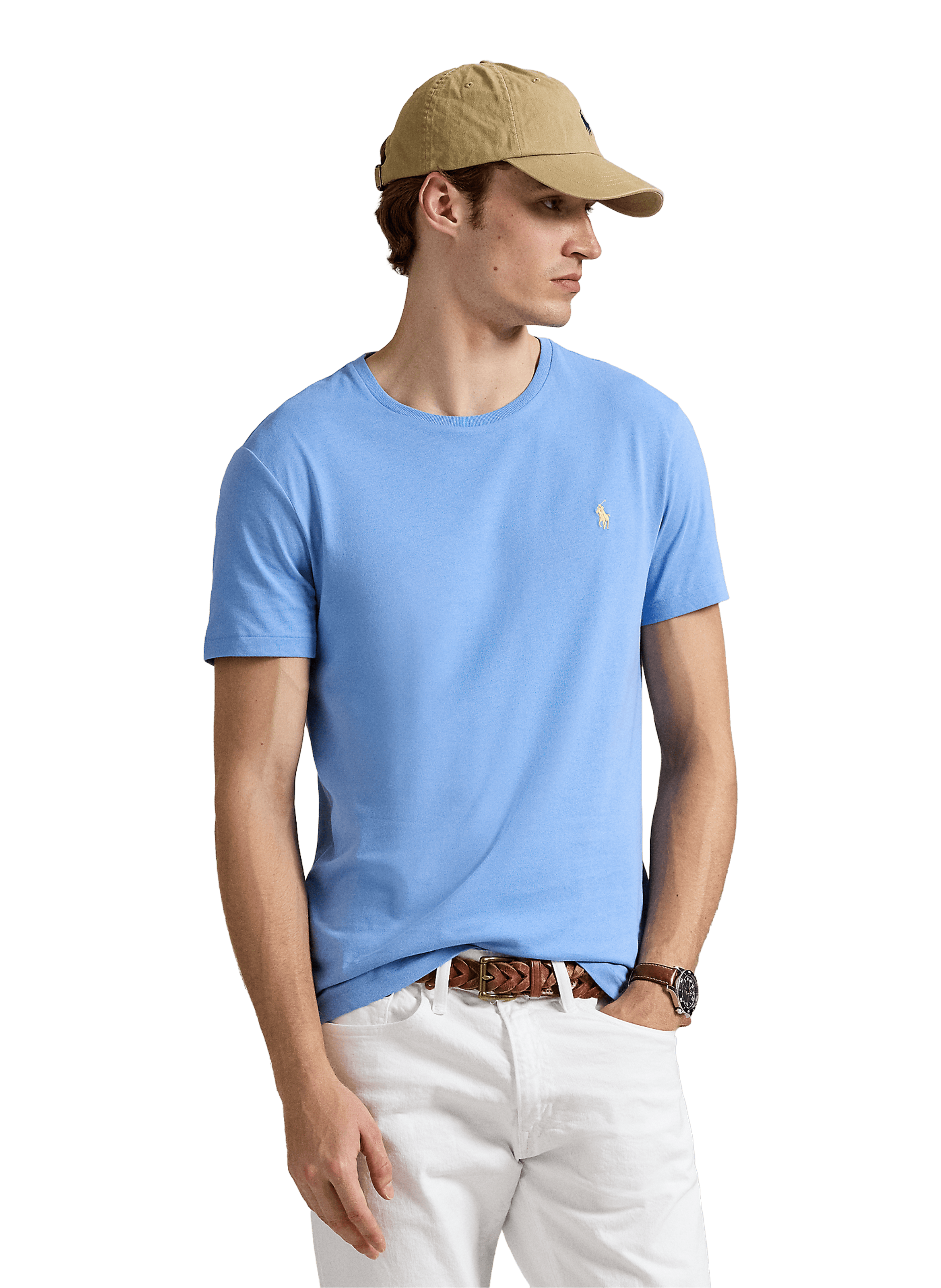 T-shirt slim en coton POLO RALPH LAUREN Bleu