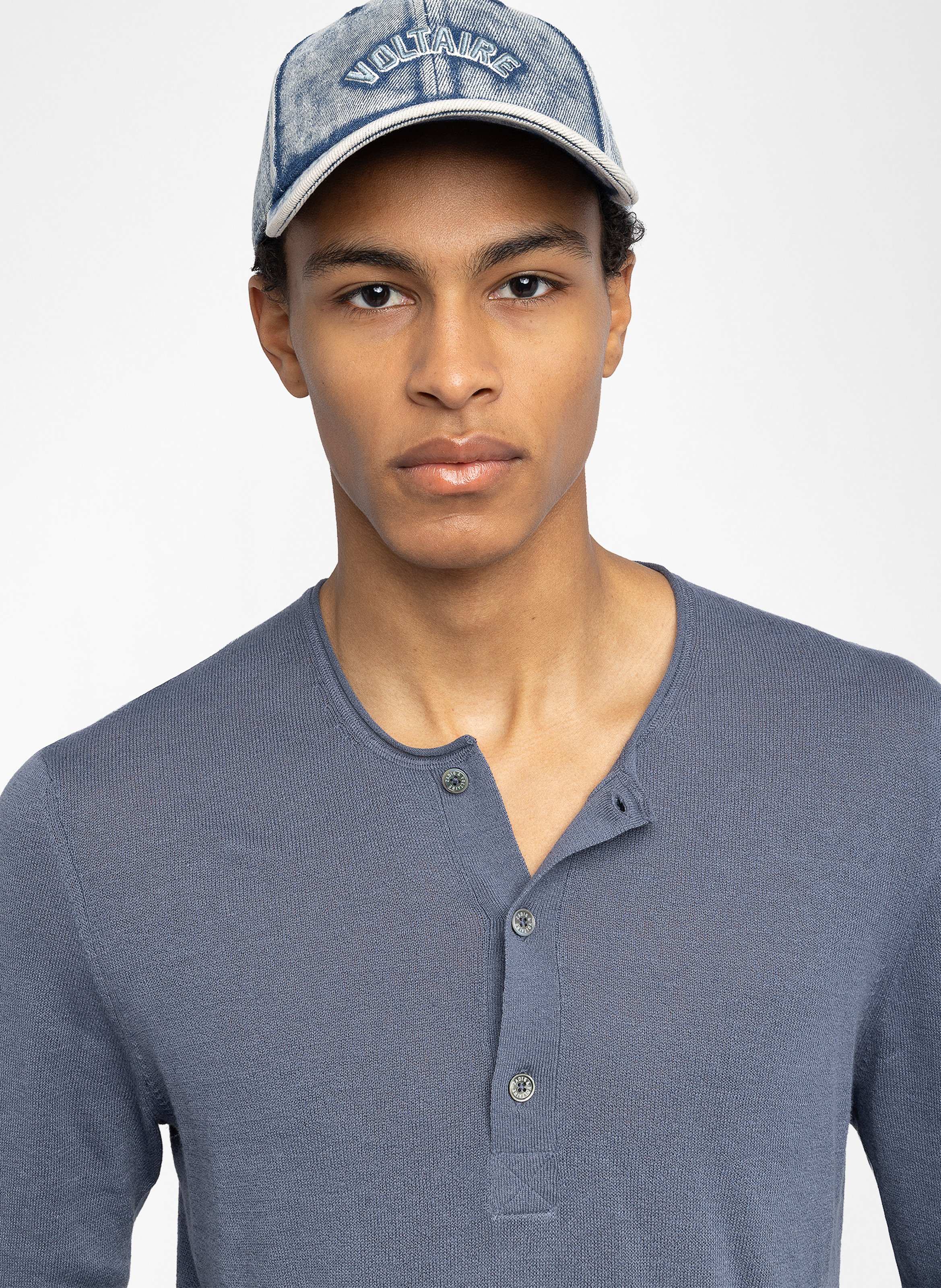 Pull droit col rond en lin et coton mélangé veiss ZADIG&VOLTAIRE Bleu