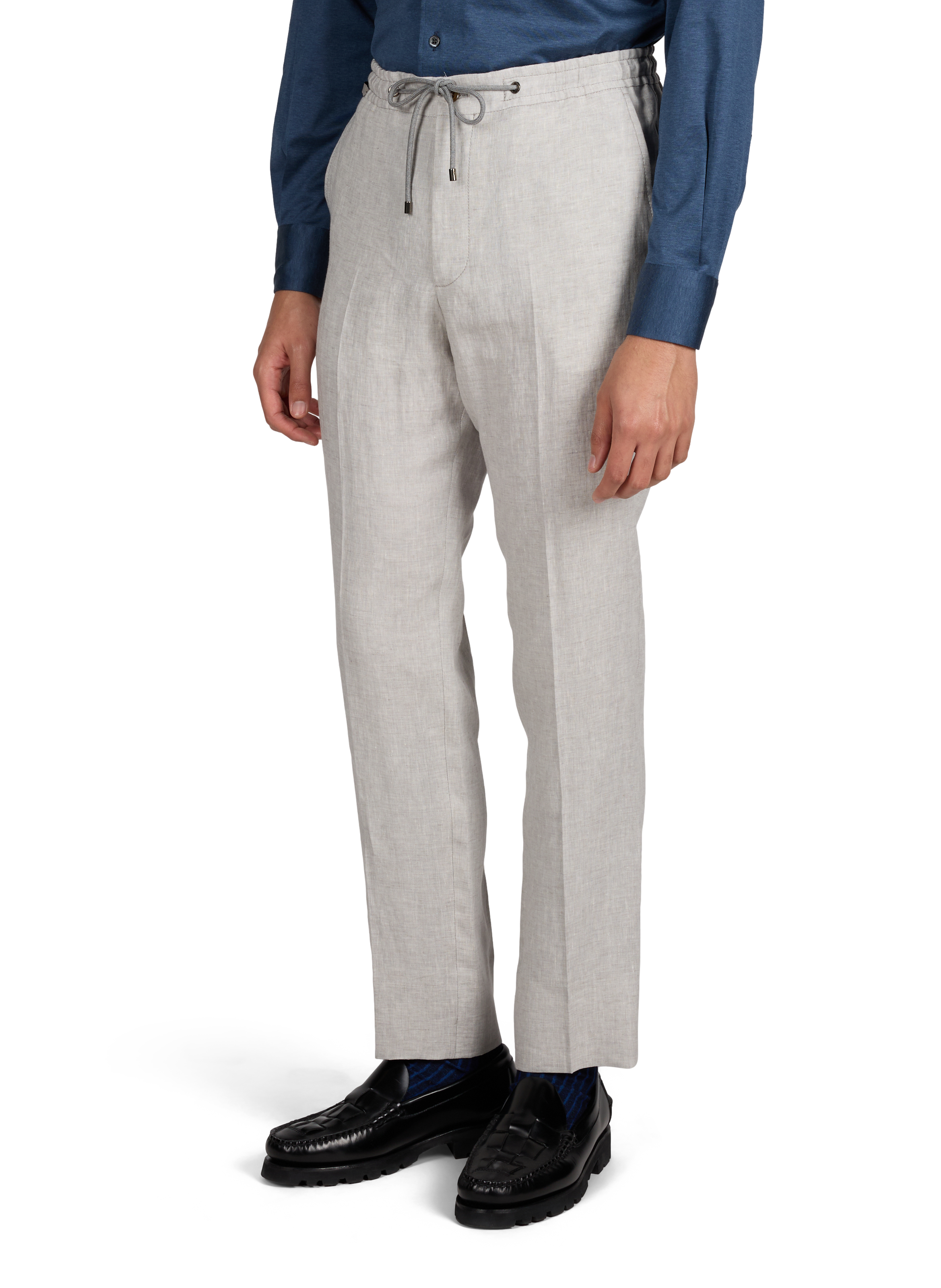 Pantalon regular en lin CORNELIANI Gris