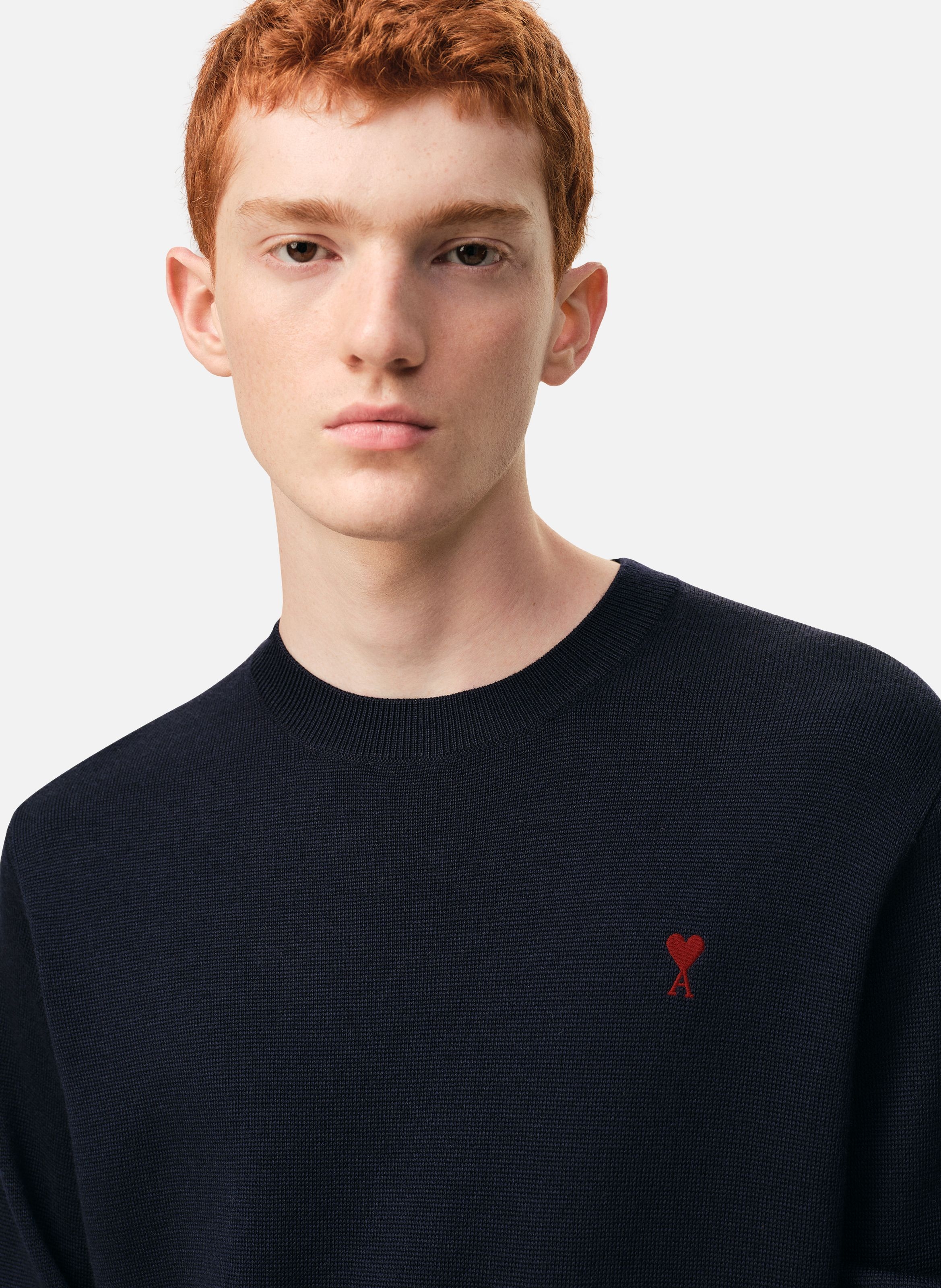 Pull Col Rond Ami De Coeur En Laine AMI PARIS Bleu