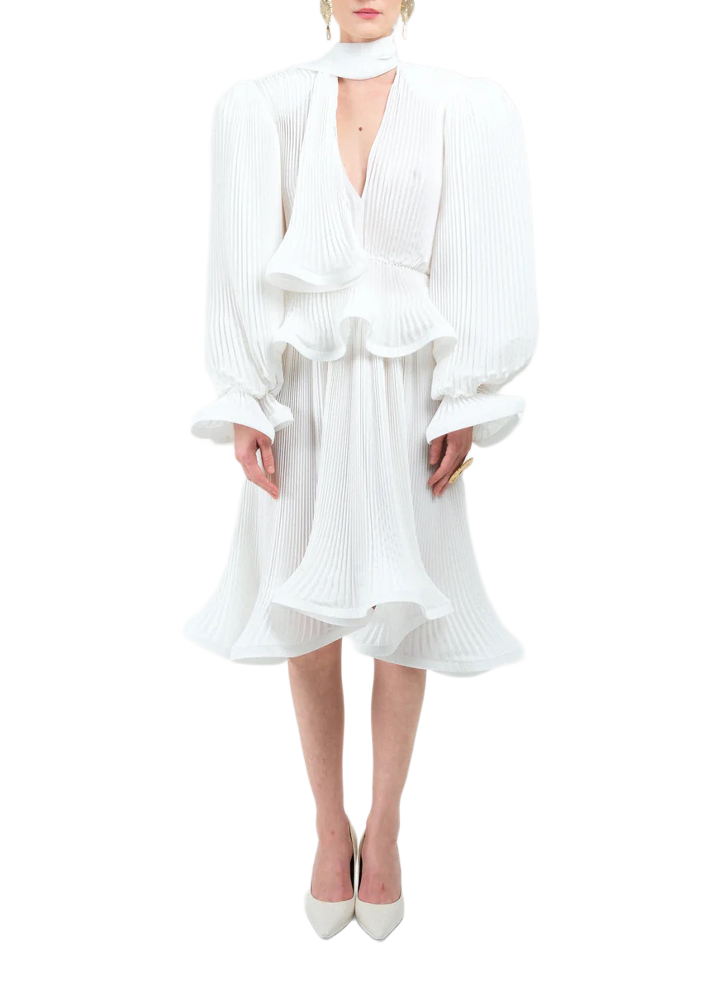 Pleated midi skirt ROWEN ROSE White