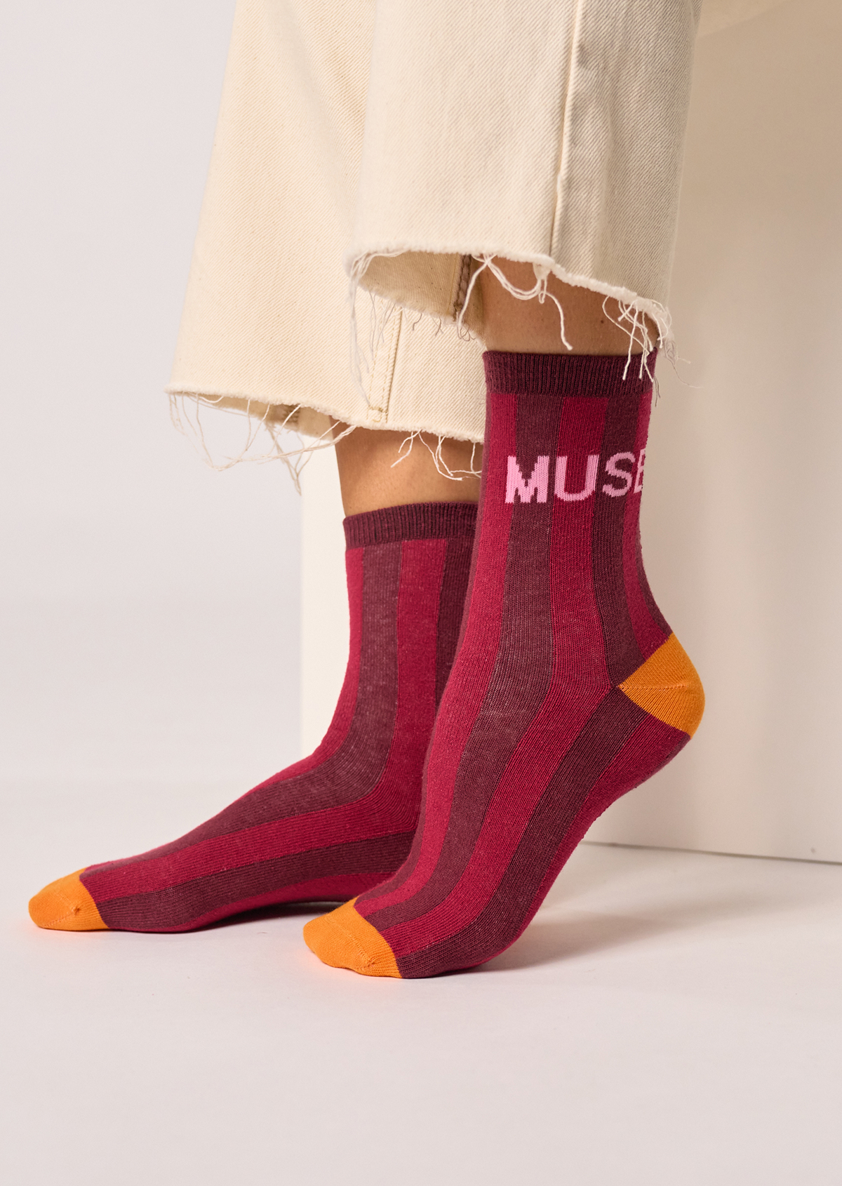 Chaussettes en coton peigné rayées BILLYBELT Rouge