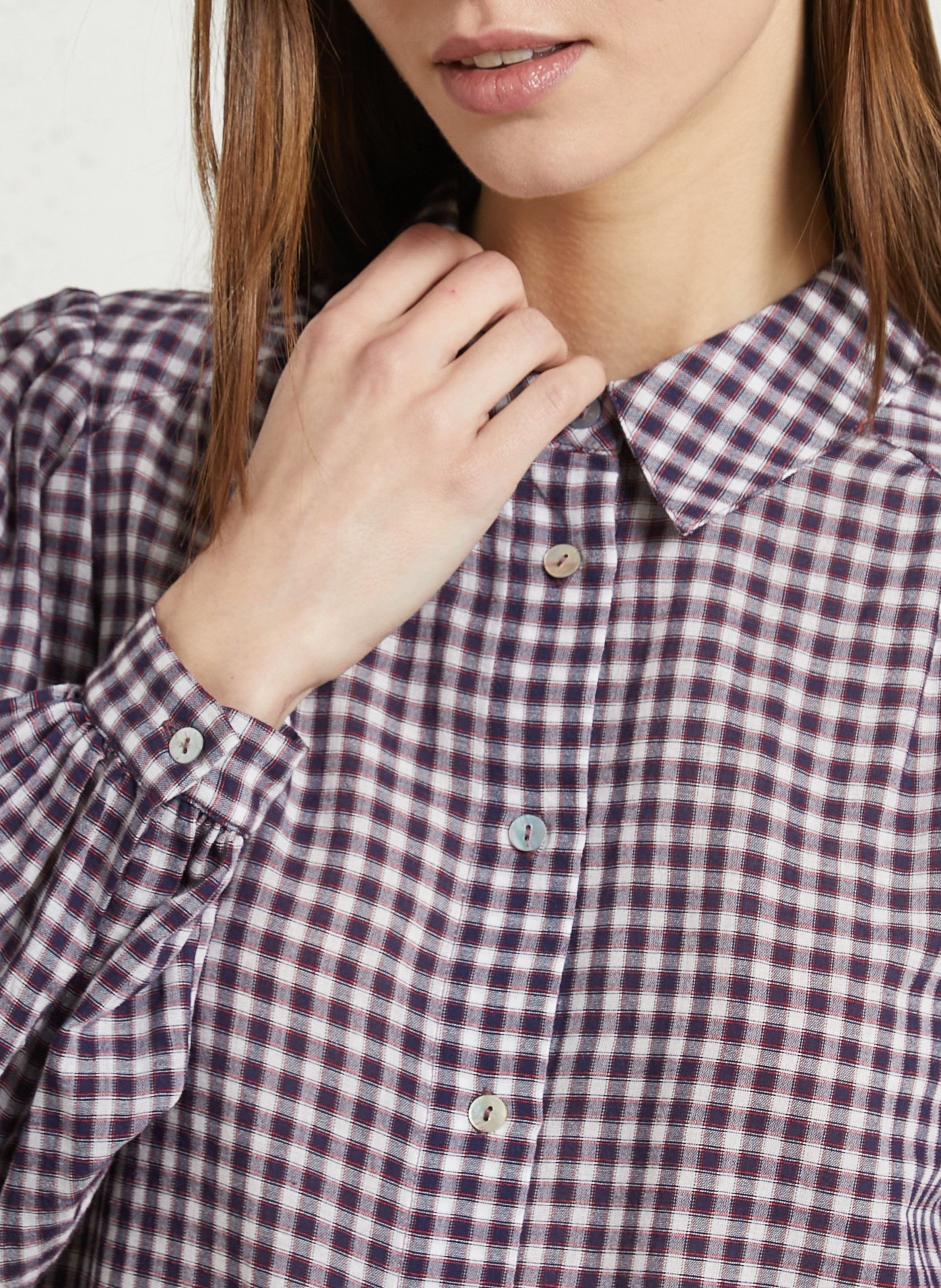 Chemise droite col classique à carreaux dan MAISON 123 Rouge