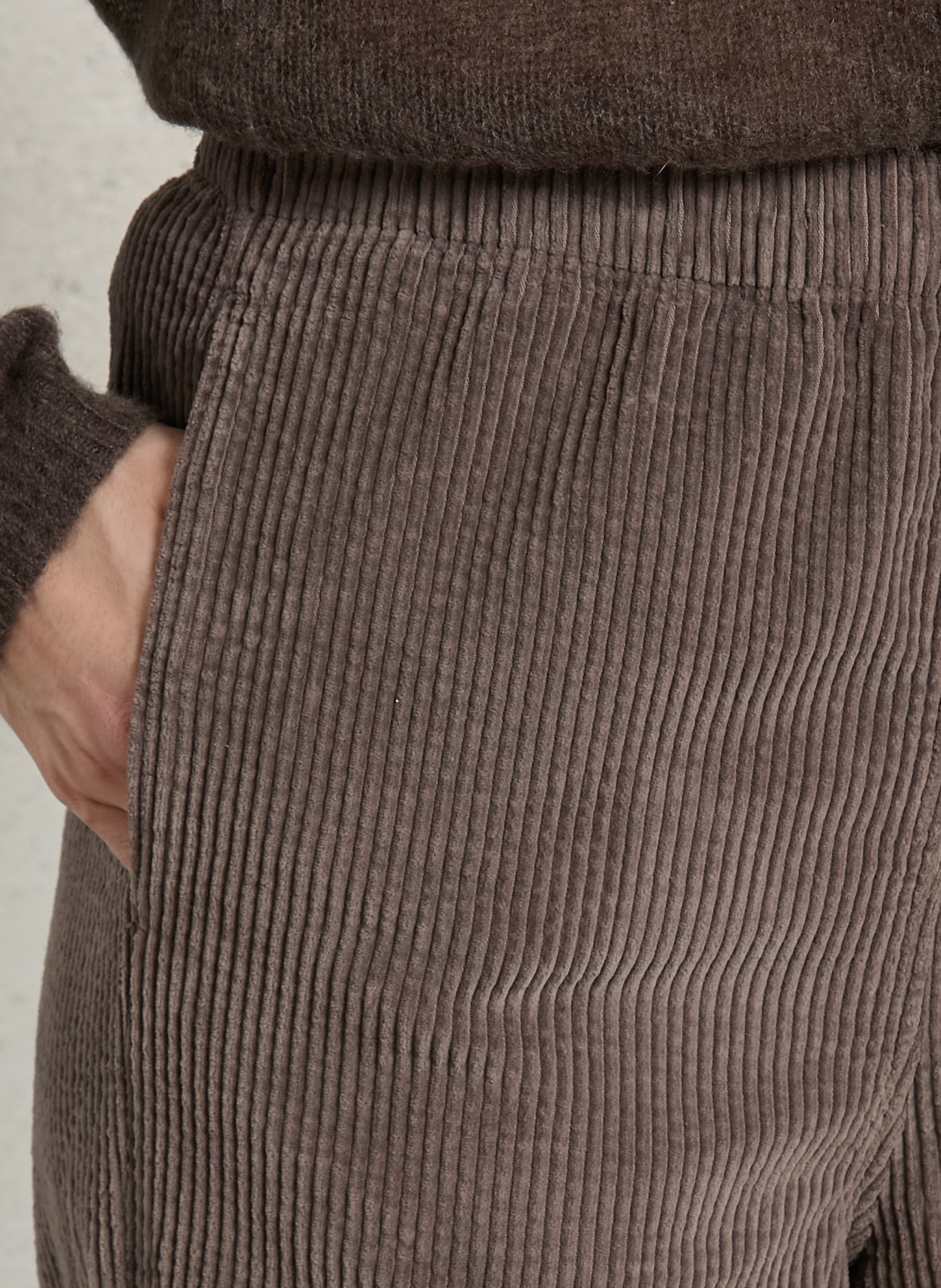 Pantalon large taille haute en velours côtelé padow AMERICAN VINTAGE Gris