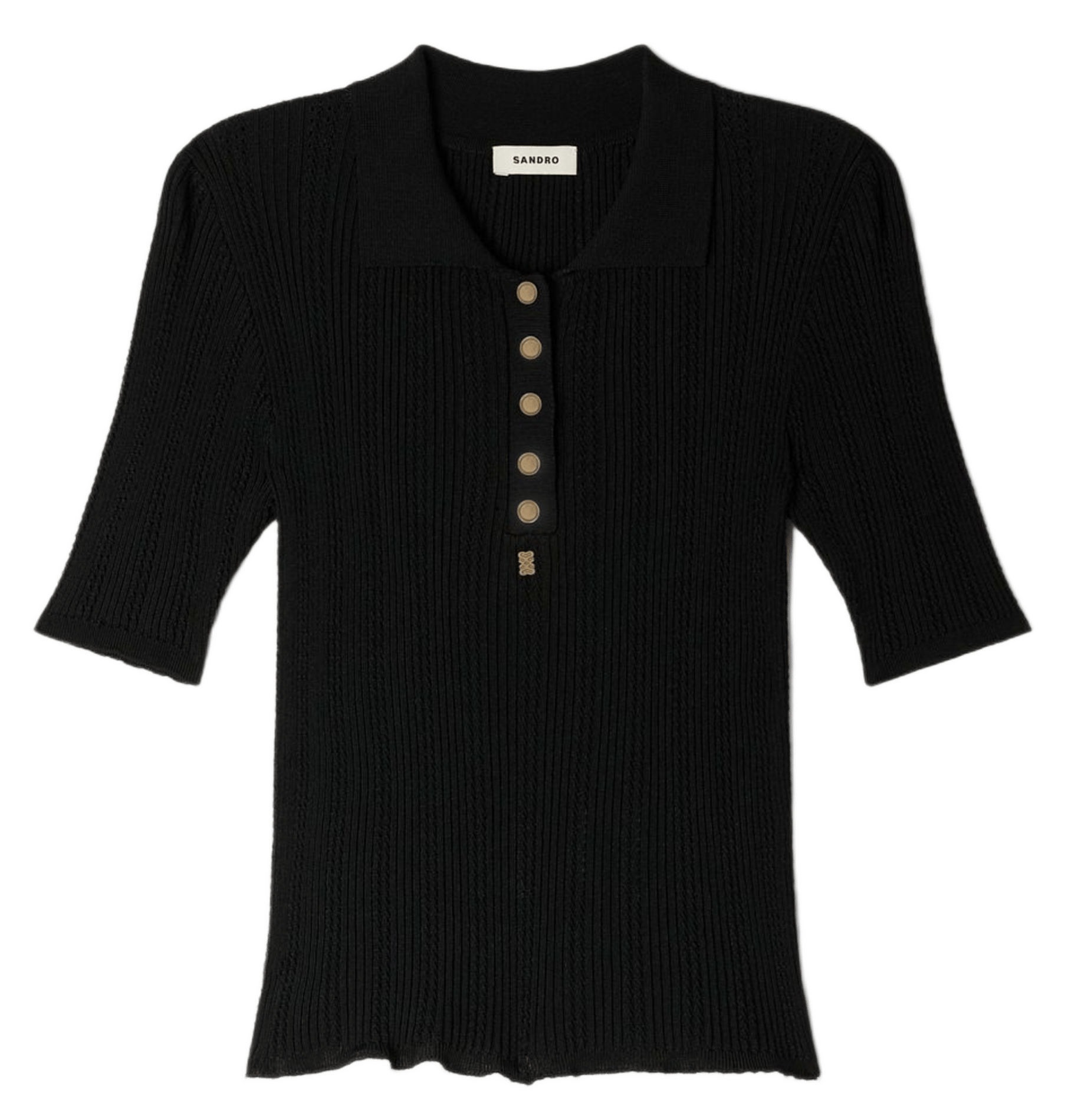 Top col polo SANDRO Noir