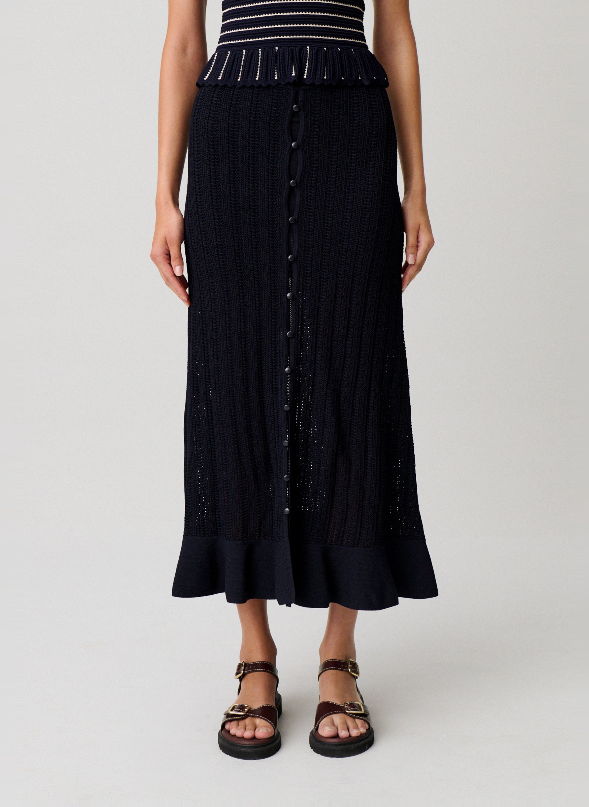 Jupe longue en crochet CLAUDIE PIERLOT Bleu