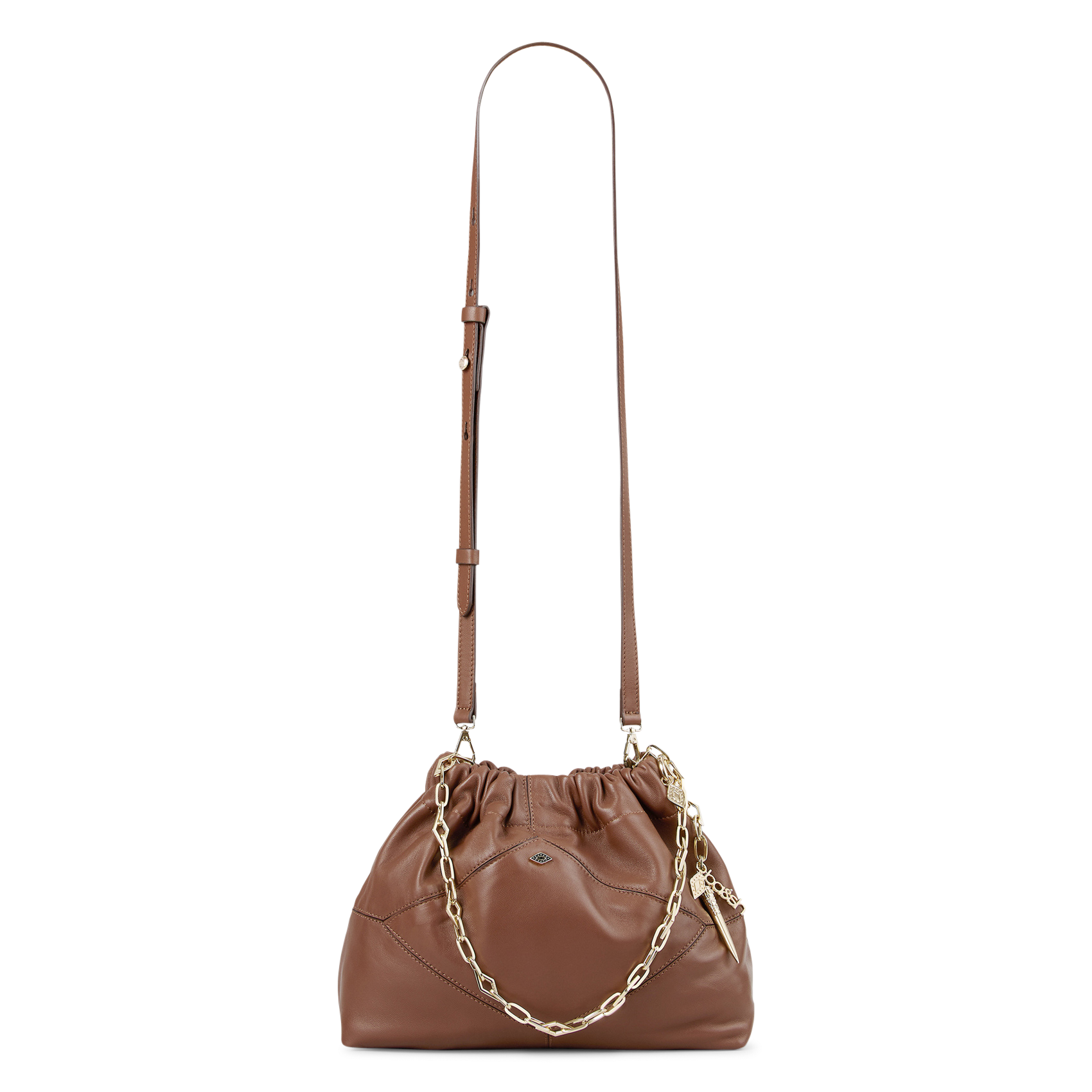 Sac épaule uni en cuir mini june tote BA&SH Marron
