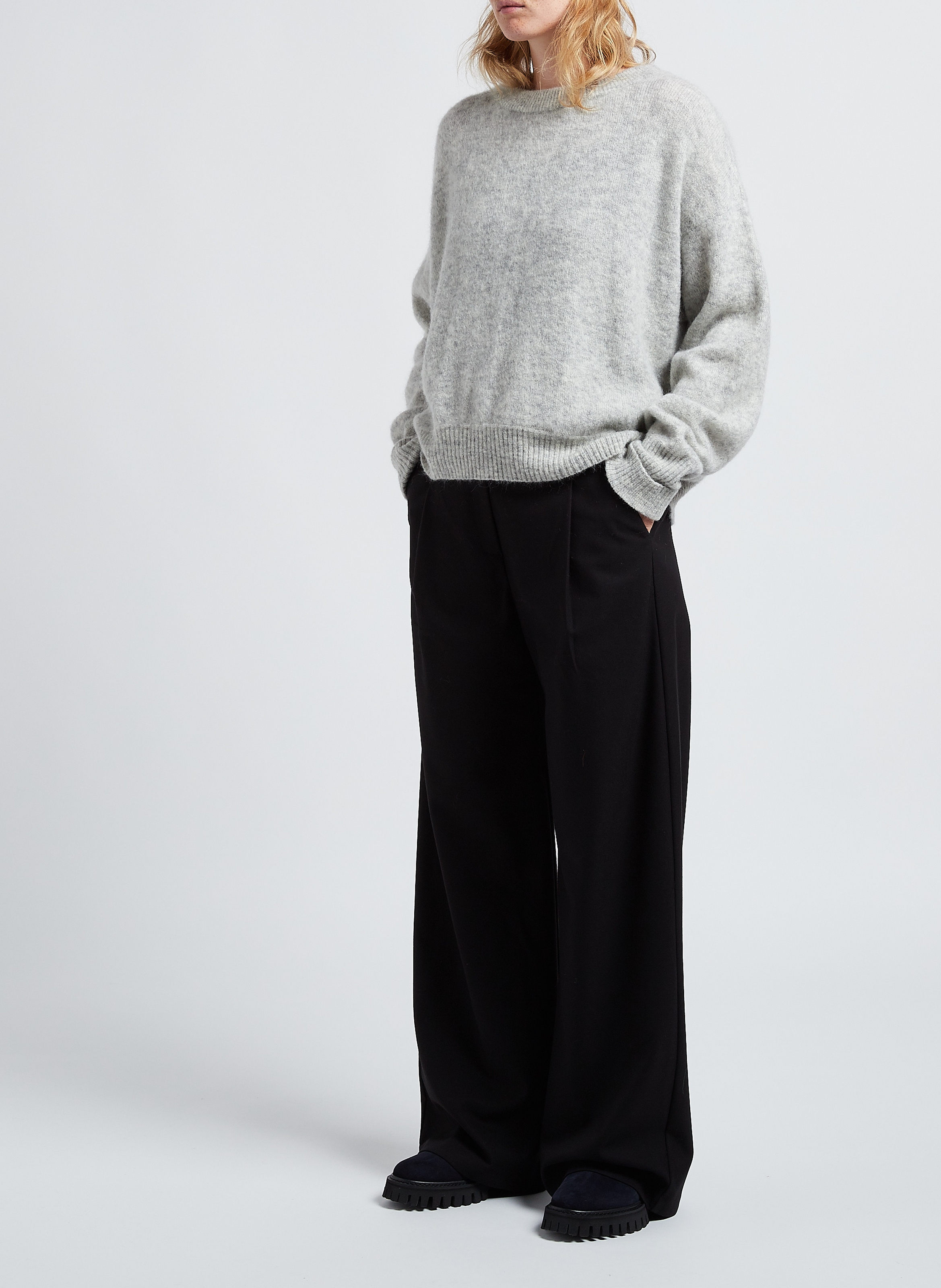 Pull ample col rond en laine mélangée vitow AMERICAN VINTAGE Gris