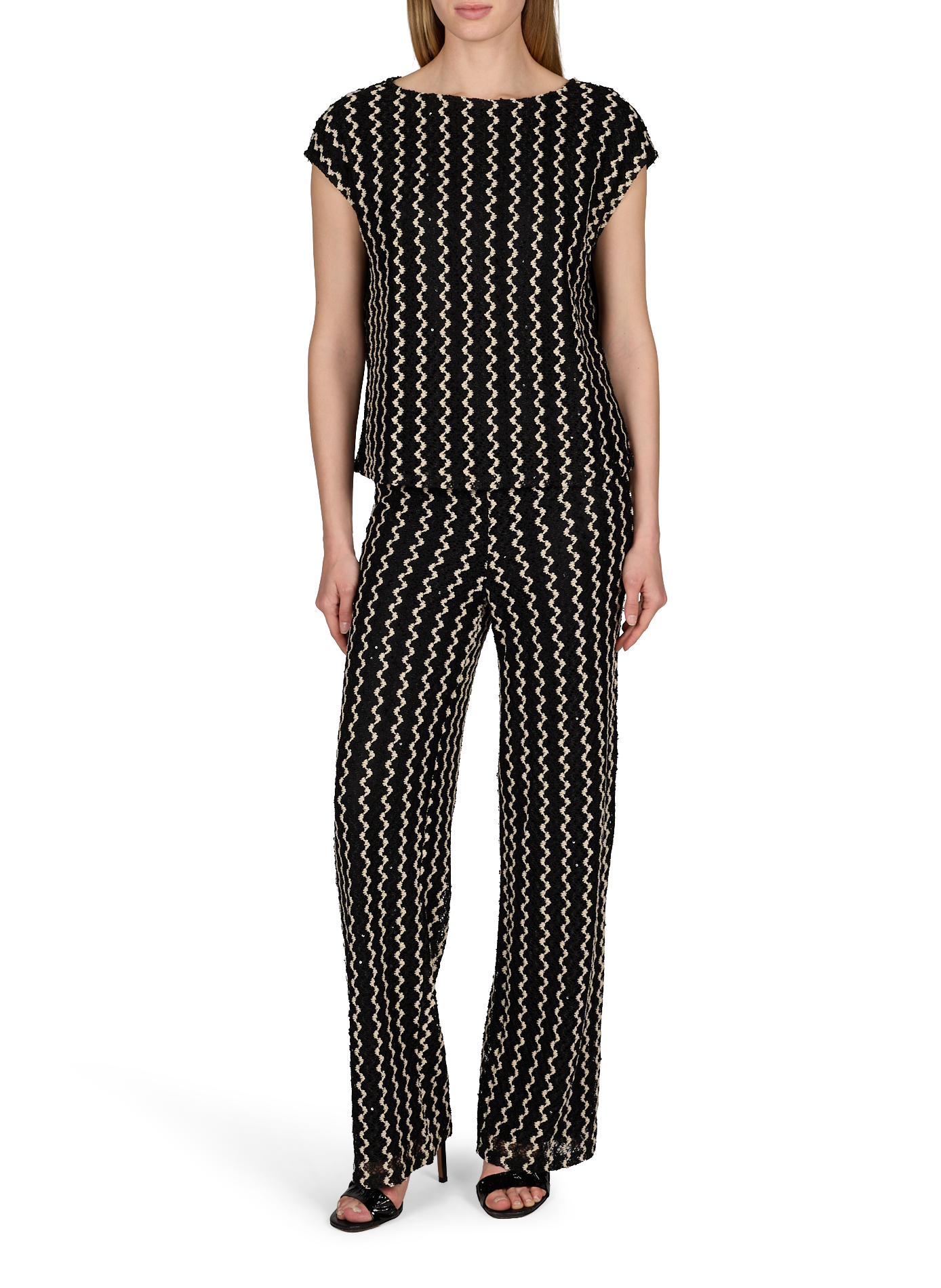Straight striped lace pants VILA Black