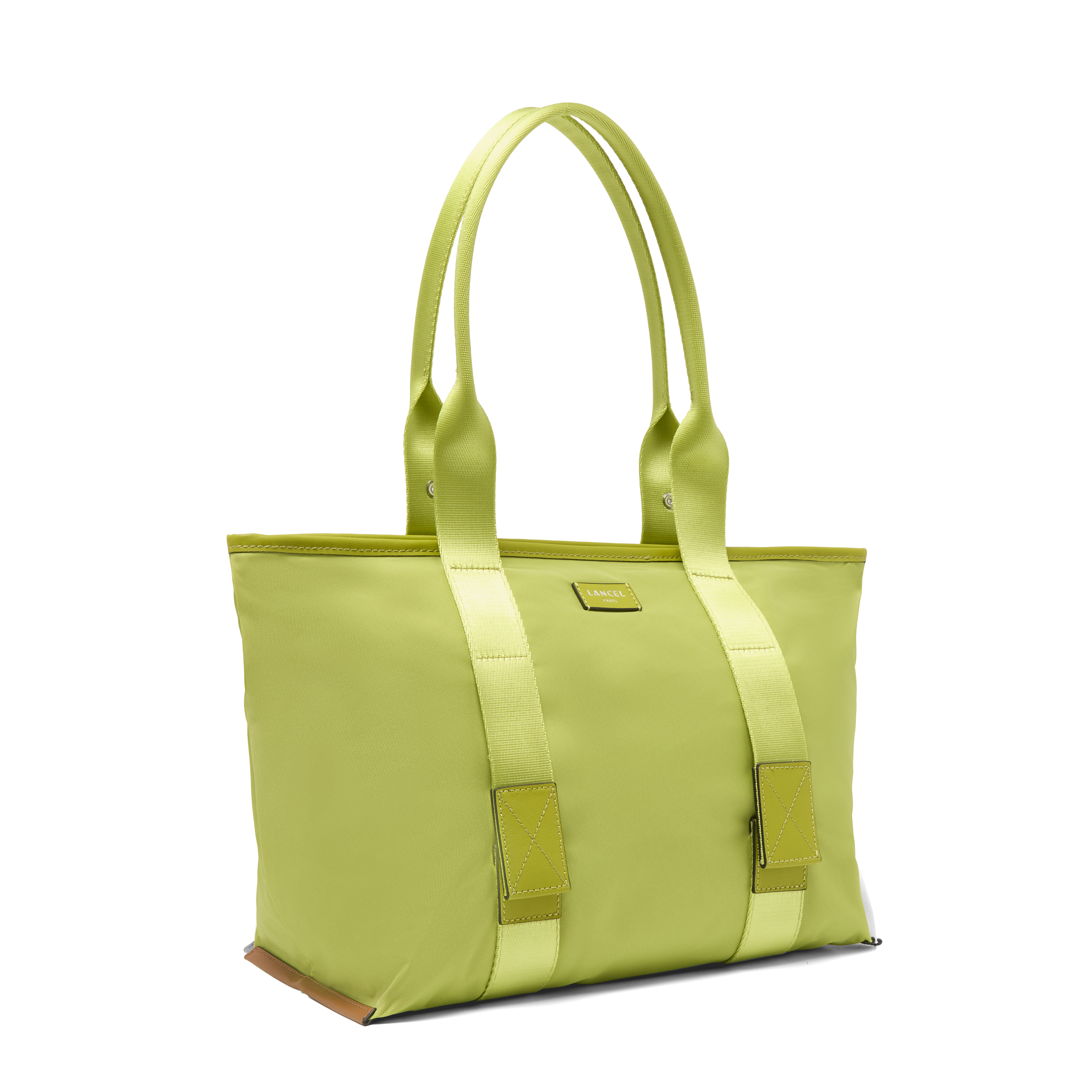 Sac cabas lancel en nylon recyclé et cuir de vachette lisse - tropical, format unique, 43 x 27 x 2 cm LANCEL Vert