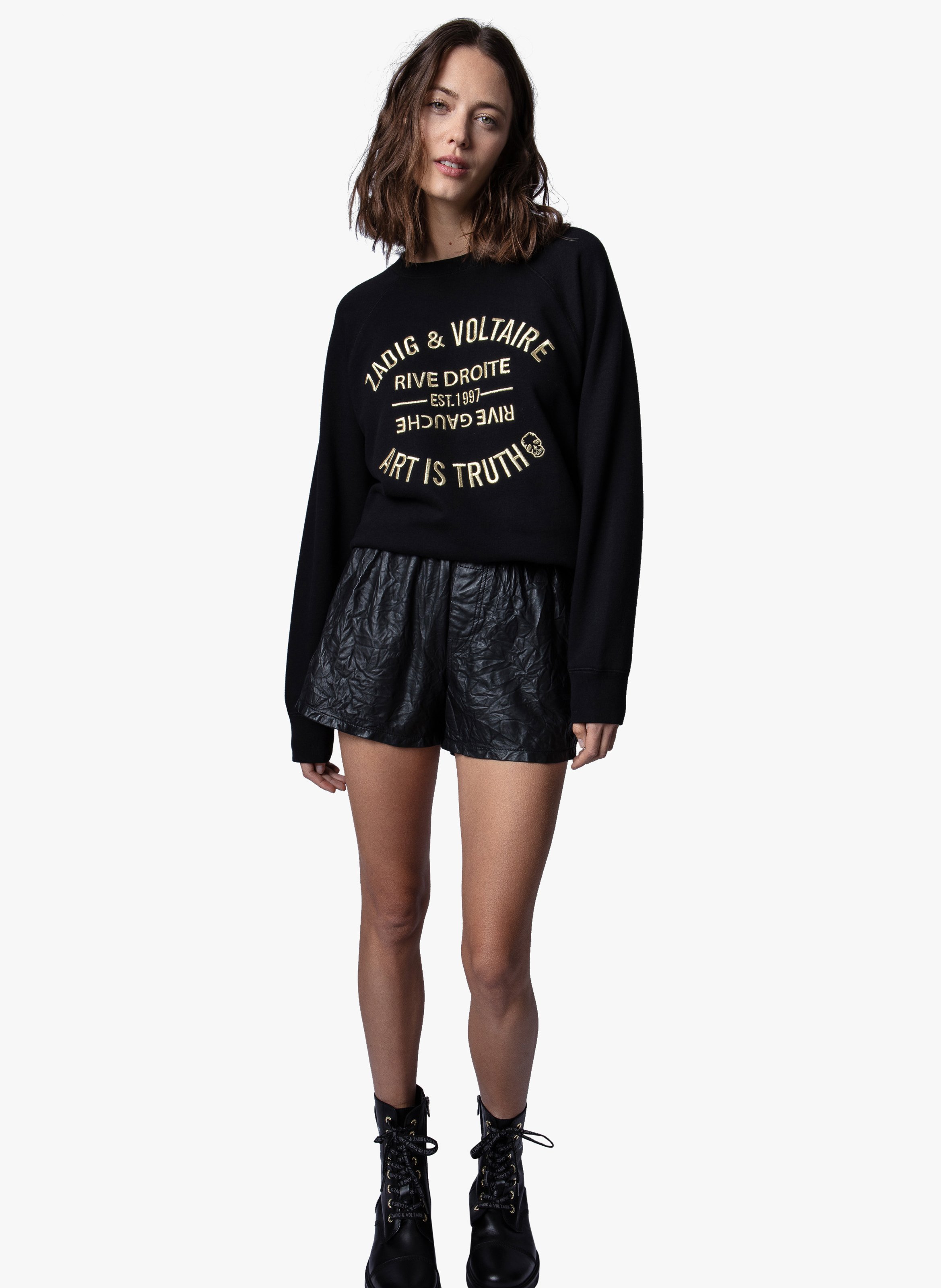 Sweat droit en coton ZADIG&VOLTAIRE Noir