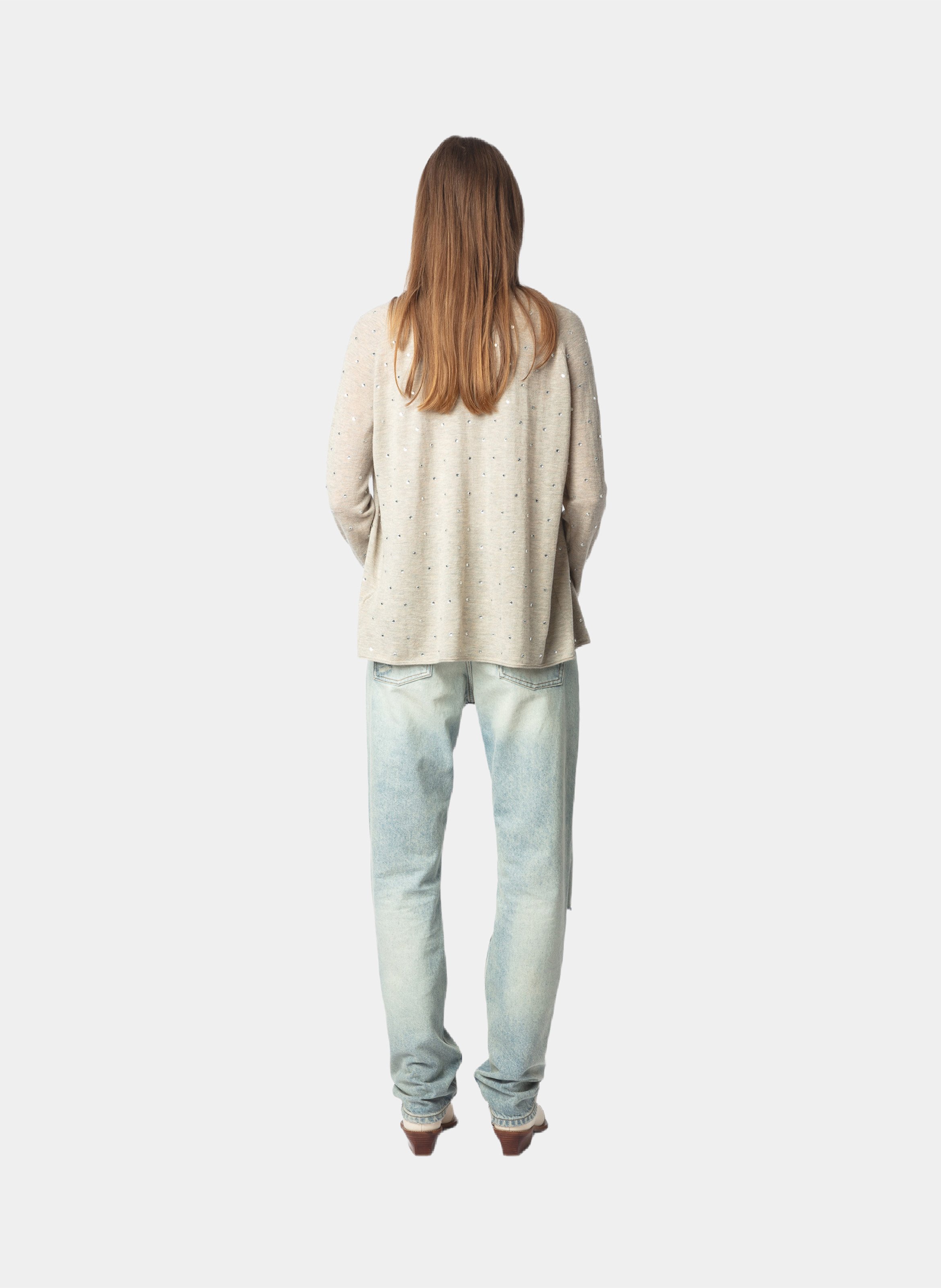 Cardigan à strass en cachemire daffy ZADIG&VOLTAIRE Beige