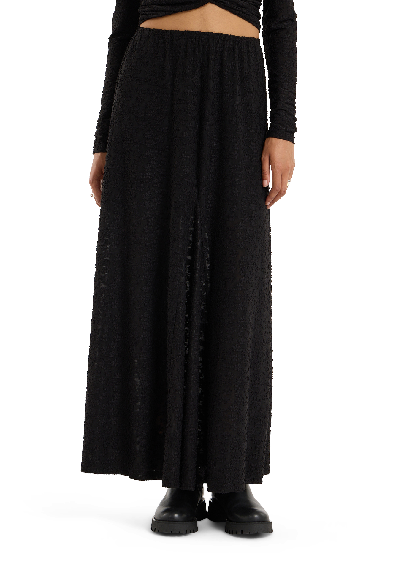 Lange rok Bambou van kant SAISON 1865 Zwart