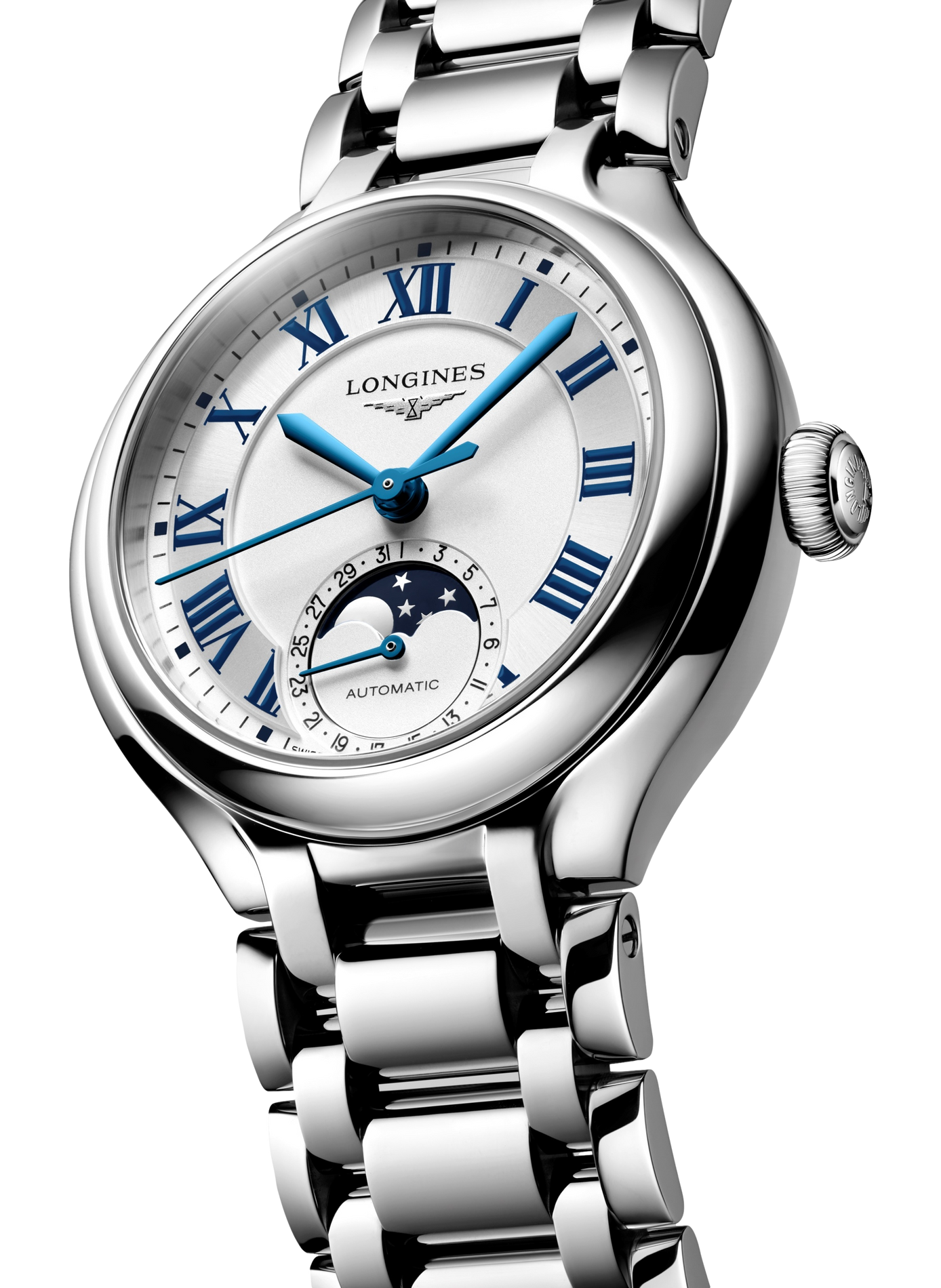 Montre automatique Longines PrimaLuna en acier inoxydable LONGINES Blanc