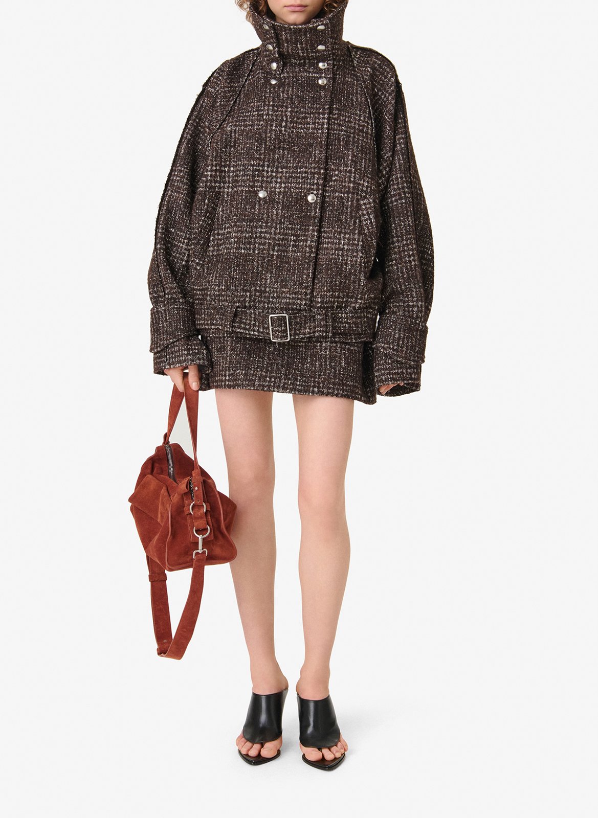 Oversized knoopjas met Inja-print IRO Bruin
