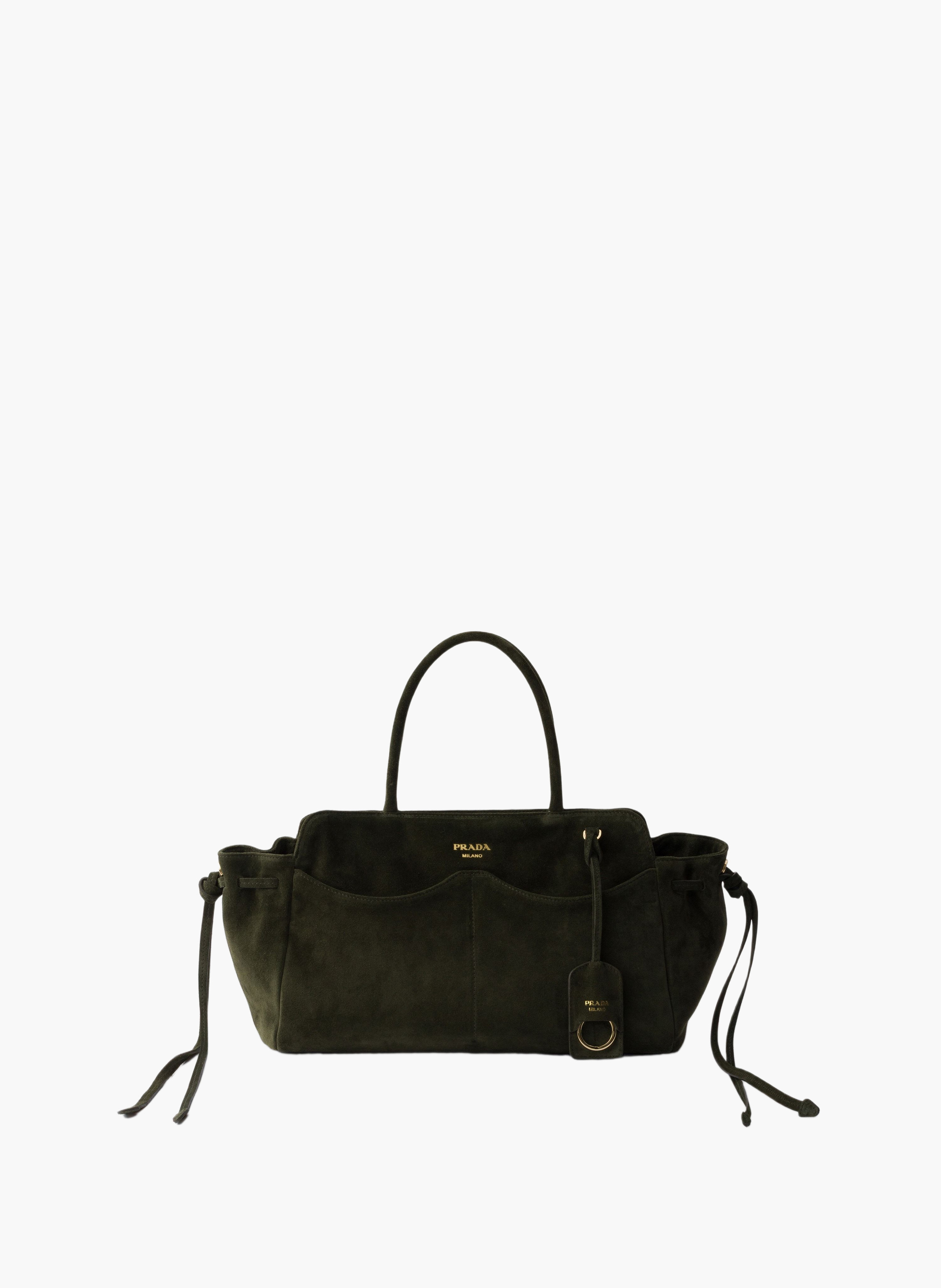 Grand sac prada allusion en veau velours PRADA Vert