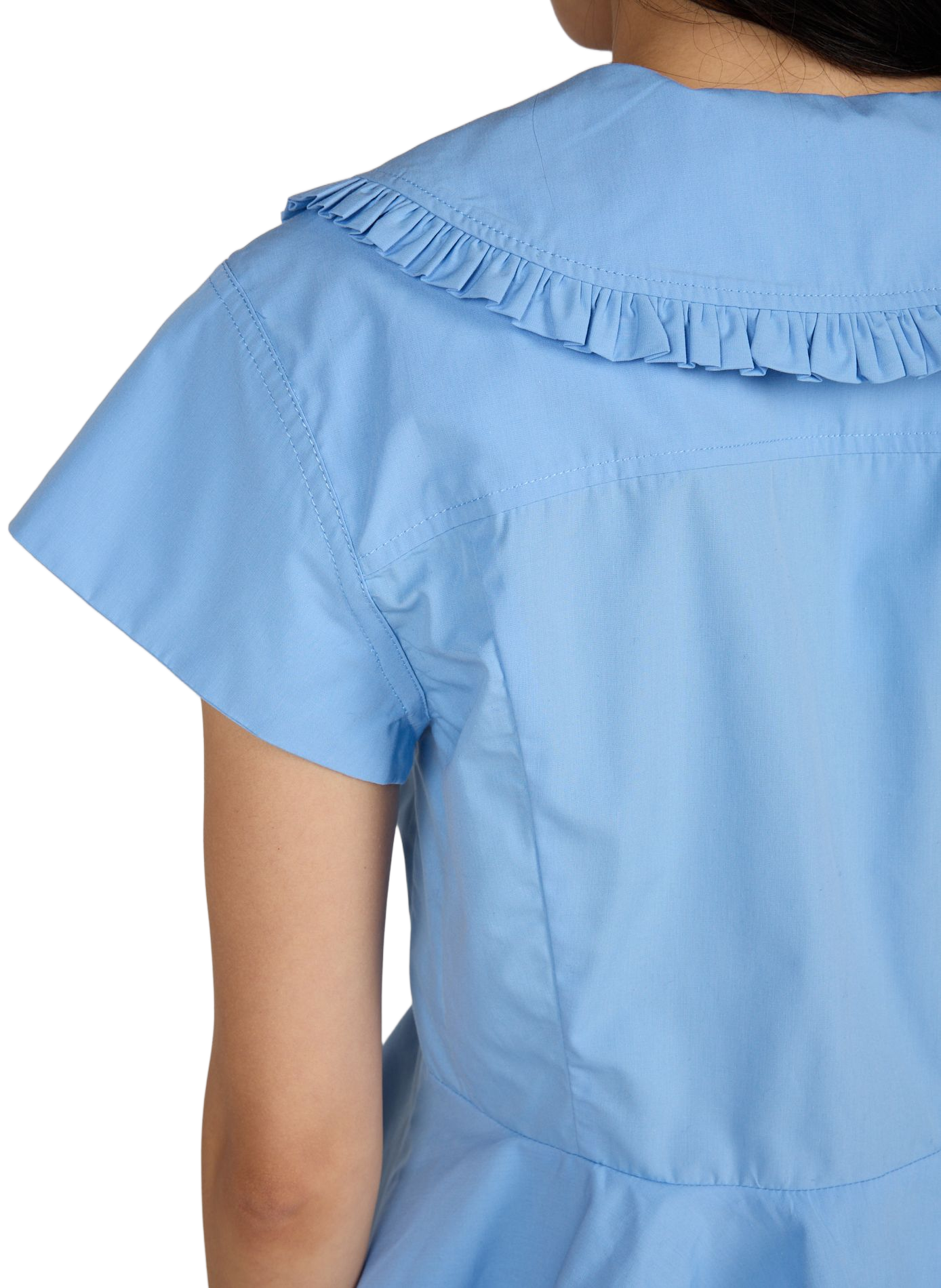Ruffled cotton Blouse GANNI Blue