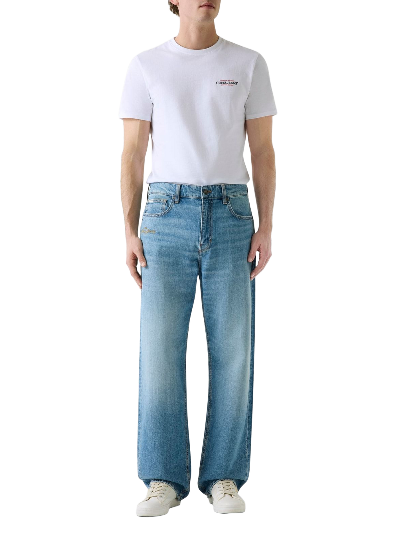 Straight-leg jeans with cotton-blend embroidery GUESS Blue