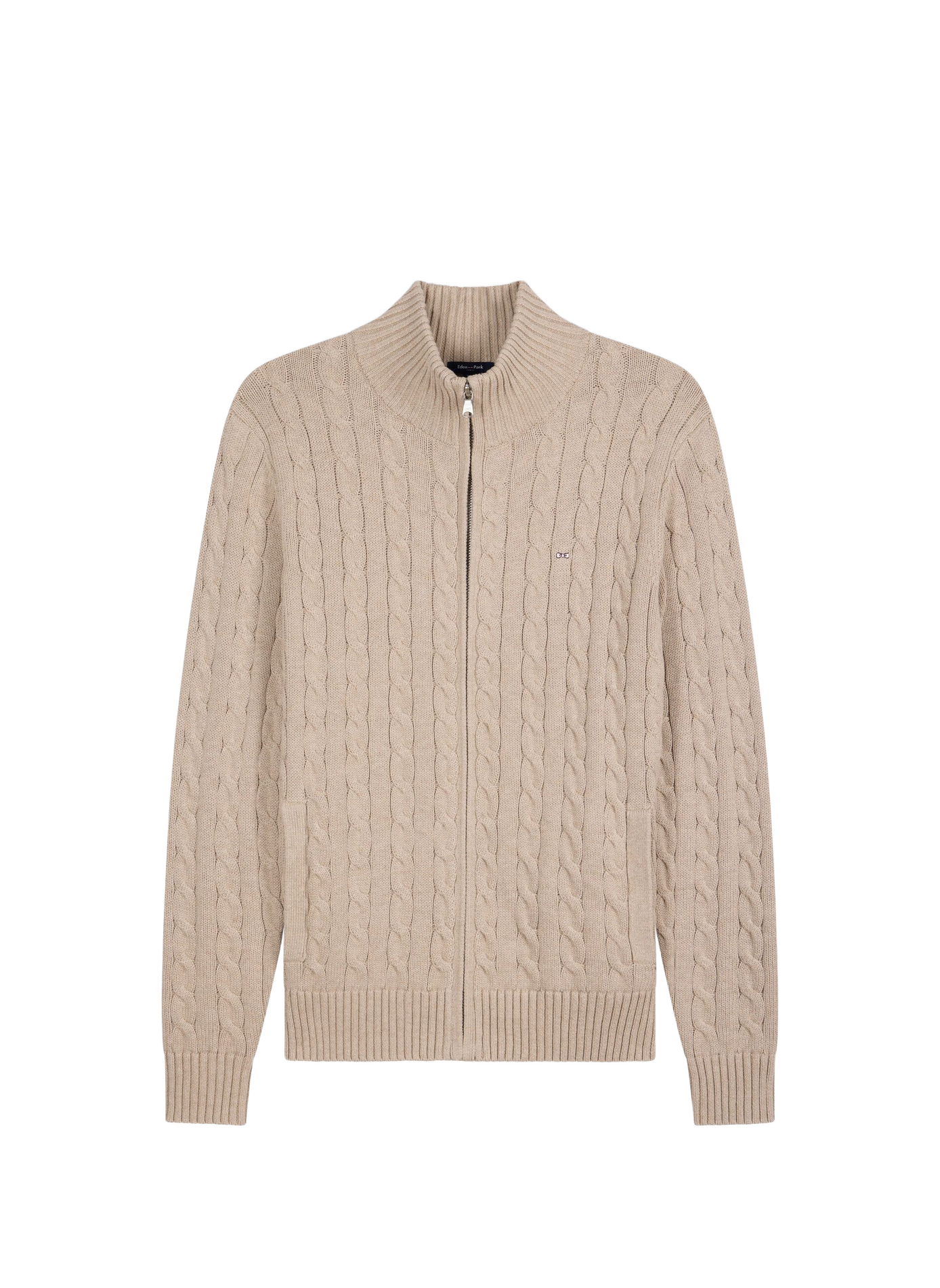 Cardigan à mailles torsadées en coton EDEN PARK Beige
