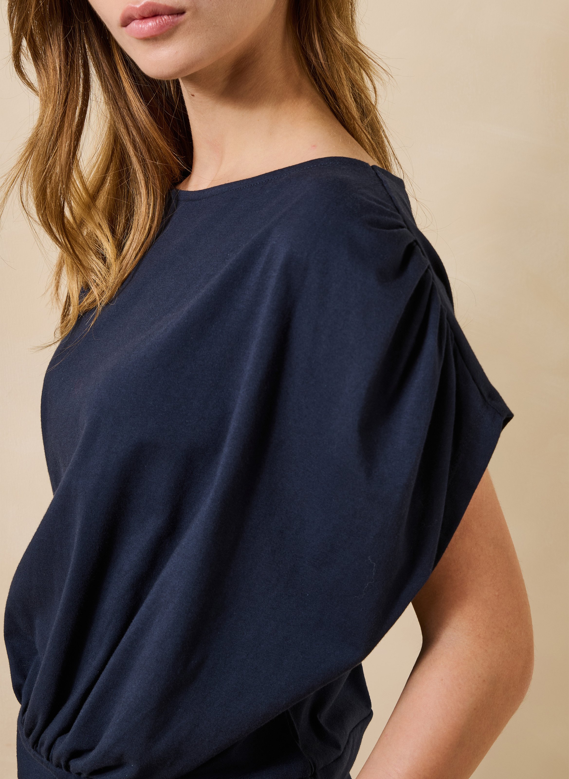Aansluitende top van biologisch katoen LA FEE MARABOUTEE Blauw