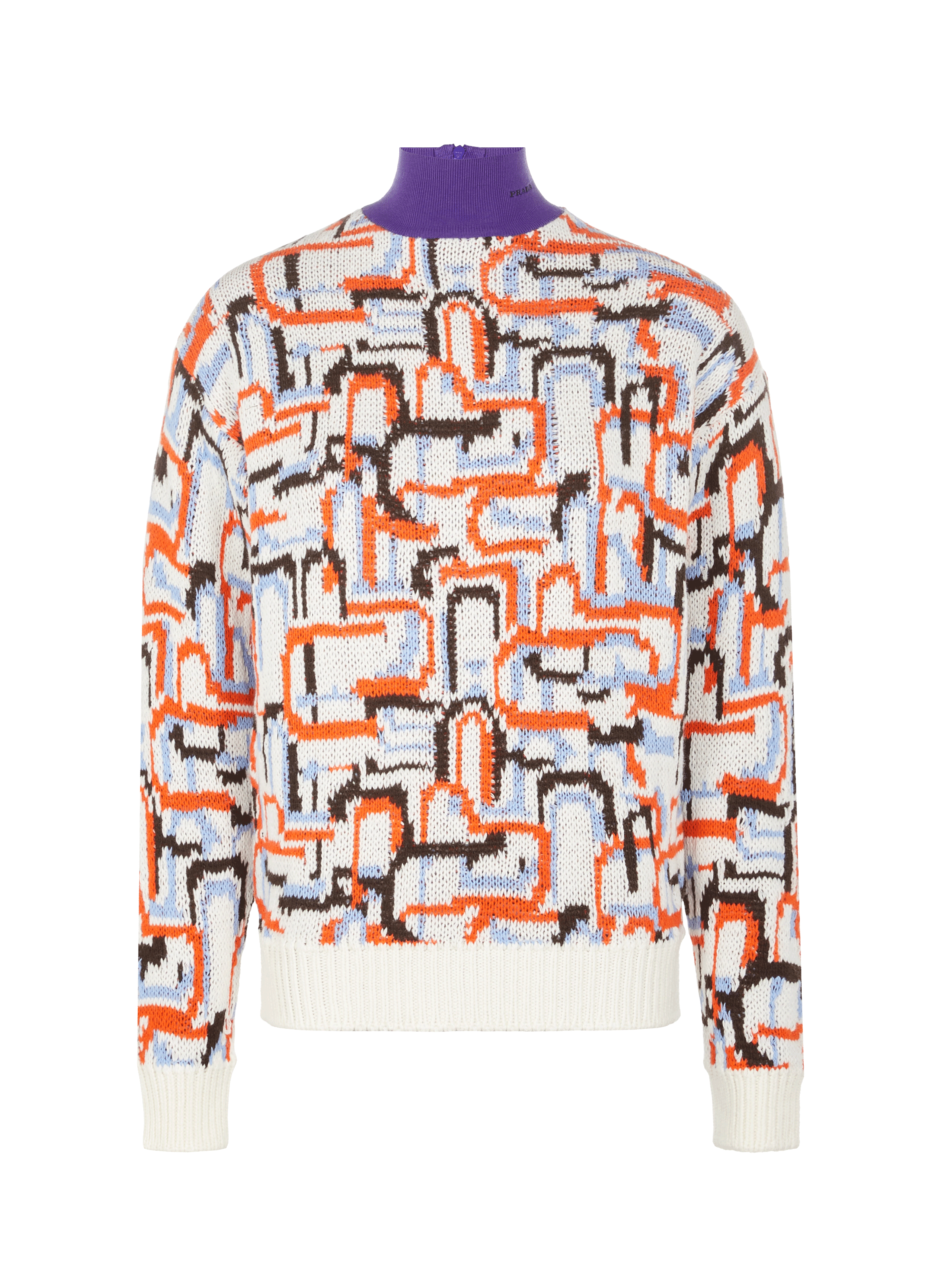 PRADA Graphic cashmere and virgin wool-blend jumper Orange