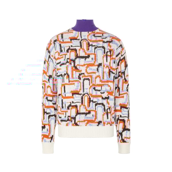 Pull graphique en cachemire et laine vierge mélangés