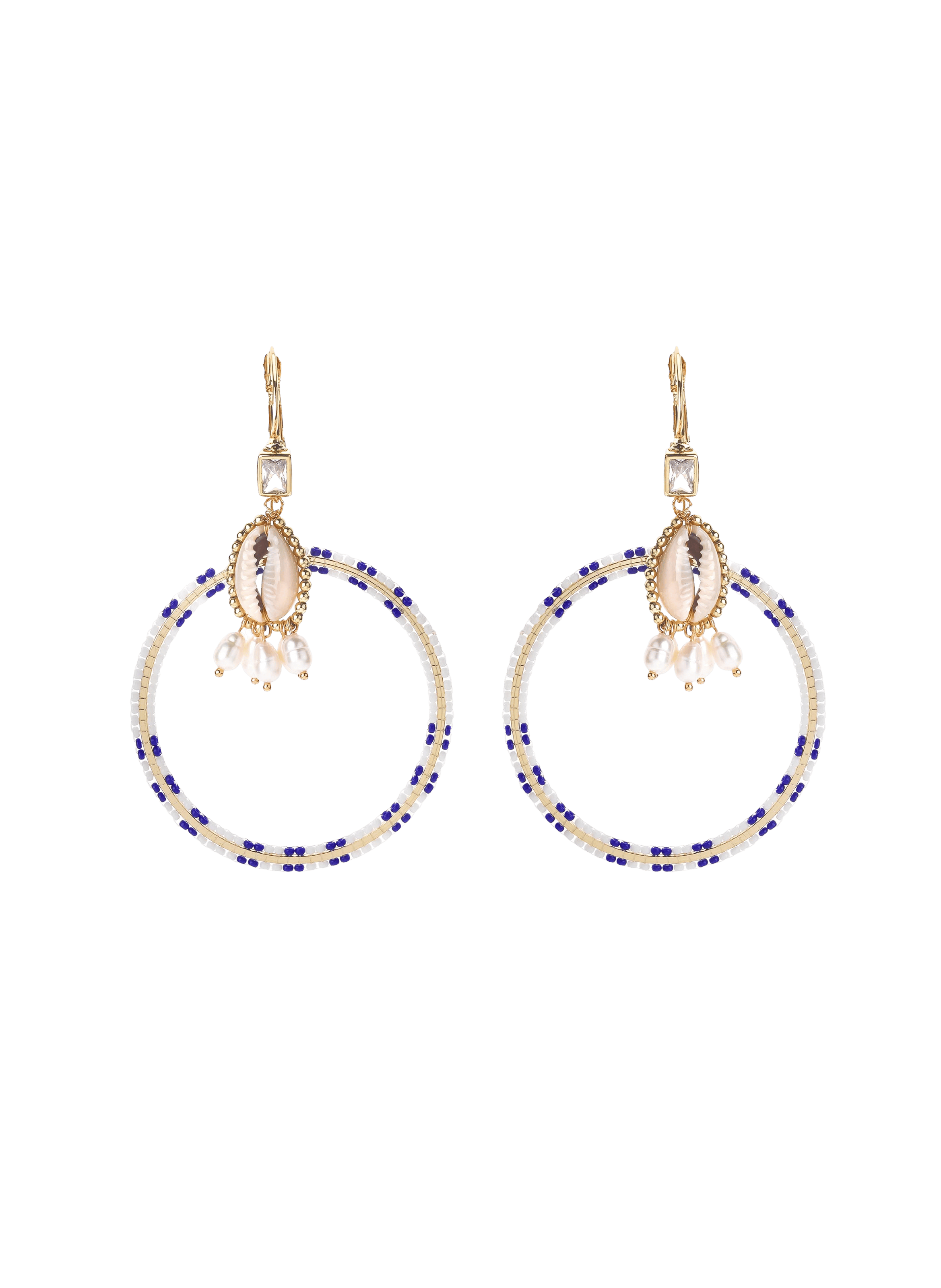 Boucles d'oreilles pendantes avec perles pour oreilles percées recif HIPANEMA Blanc