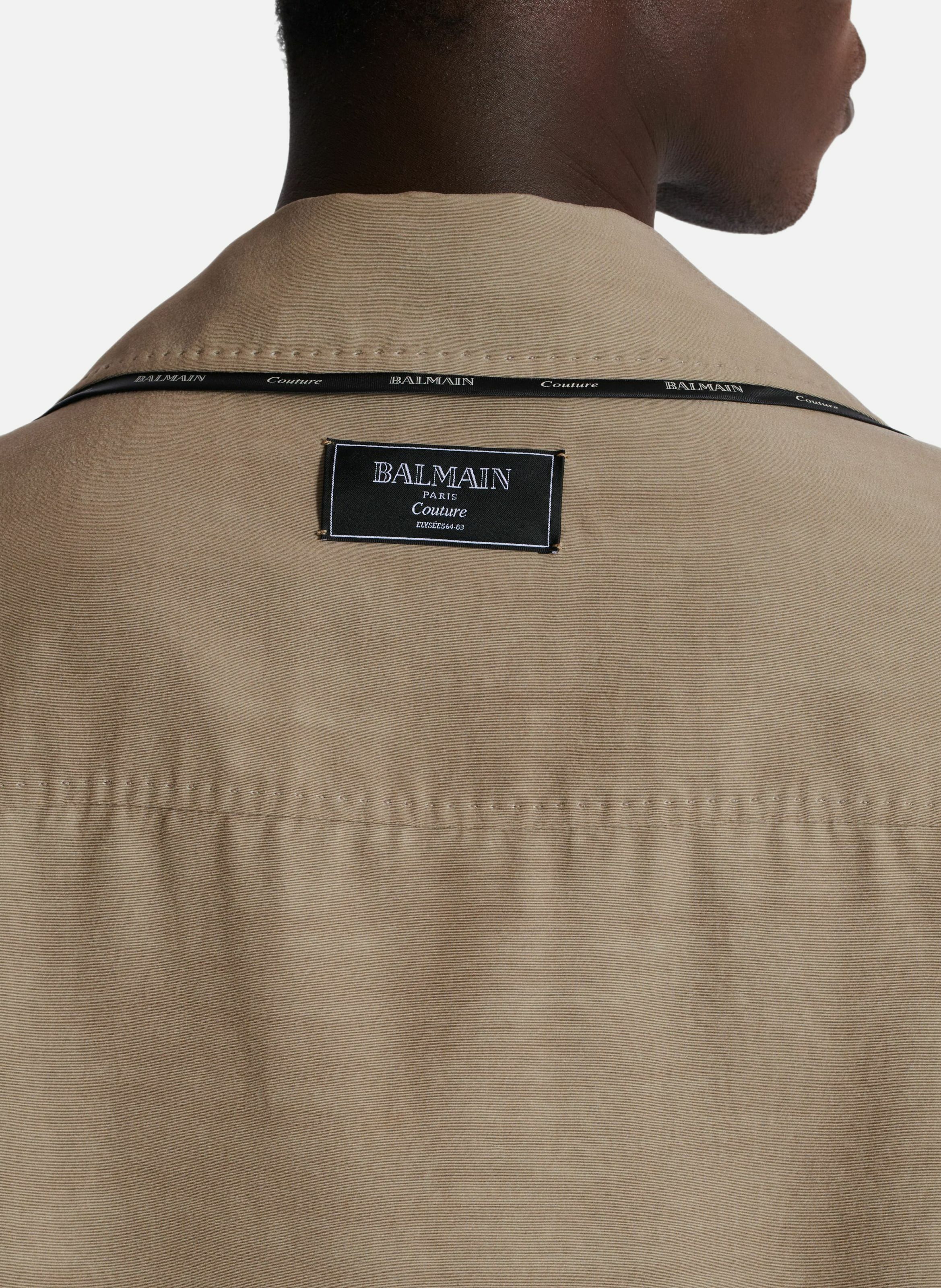 Chemise pyjama en cupro avec poches BALMAIN Marron