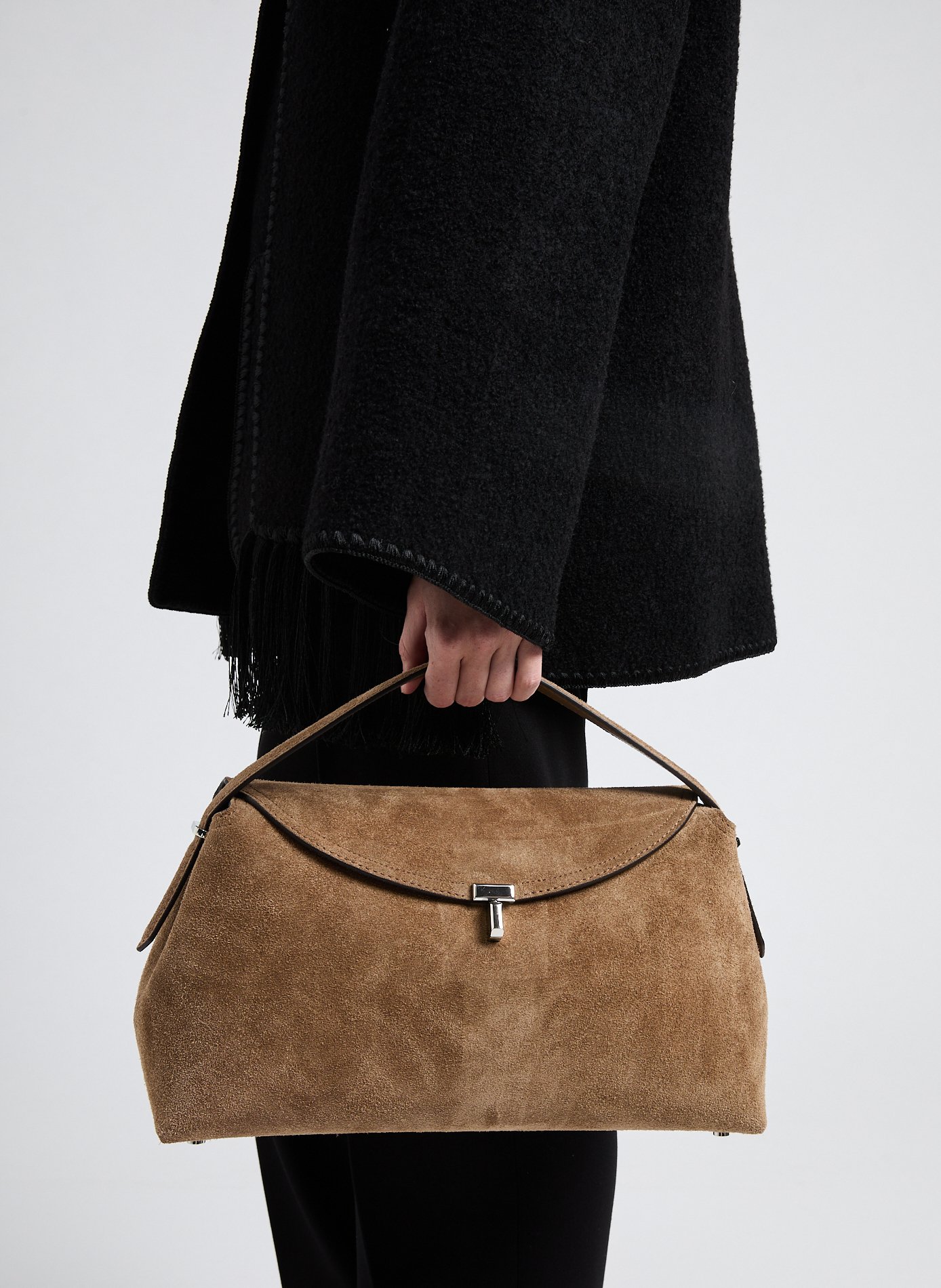 Suede leather T-lock bag TOTEME Brown