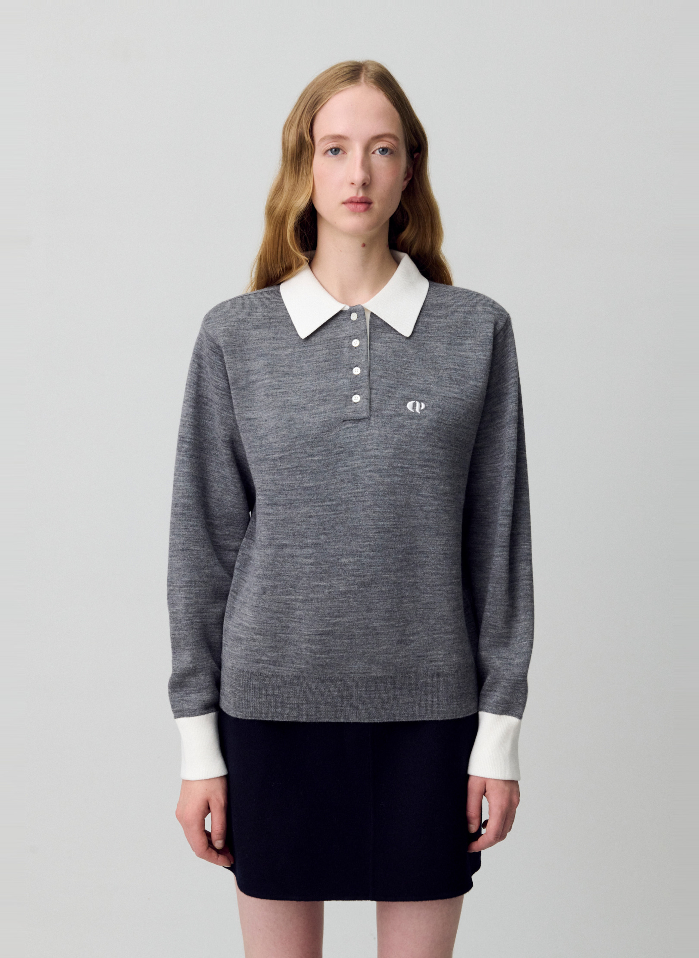 Pull col polo CLAUDIE PIERLOT Gris