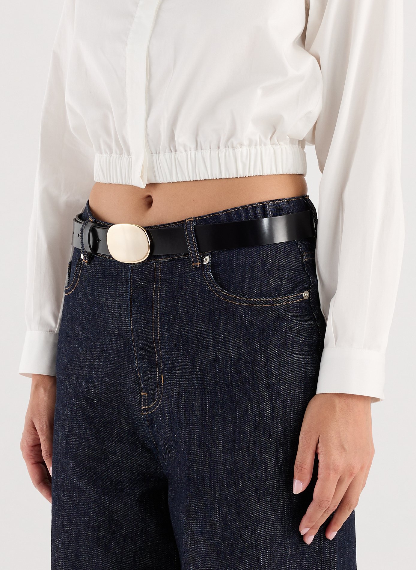 Cowhide leather crochet belt SAISON 1865 Black