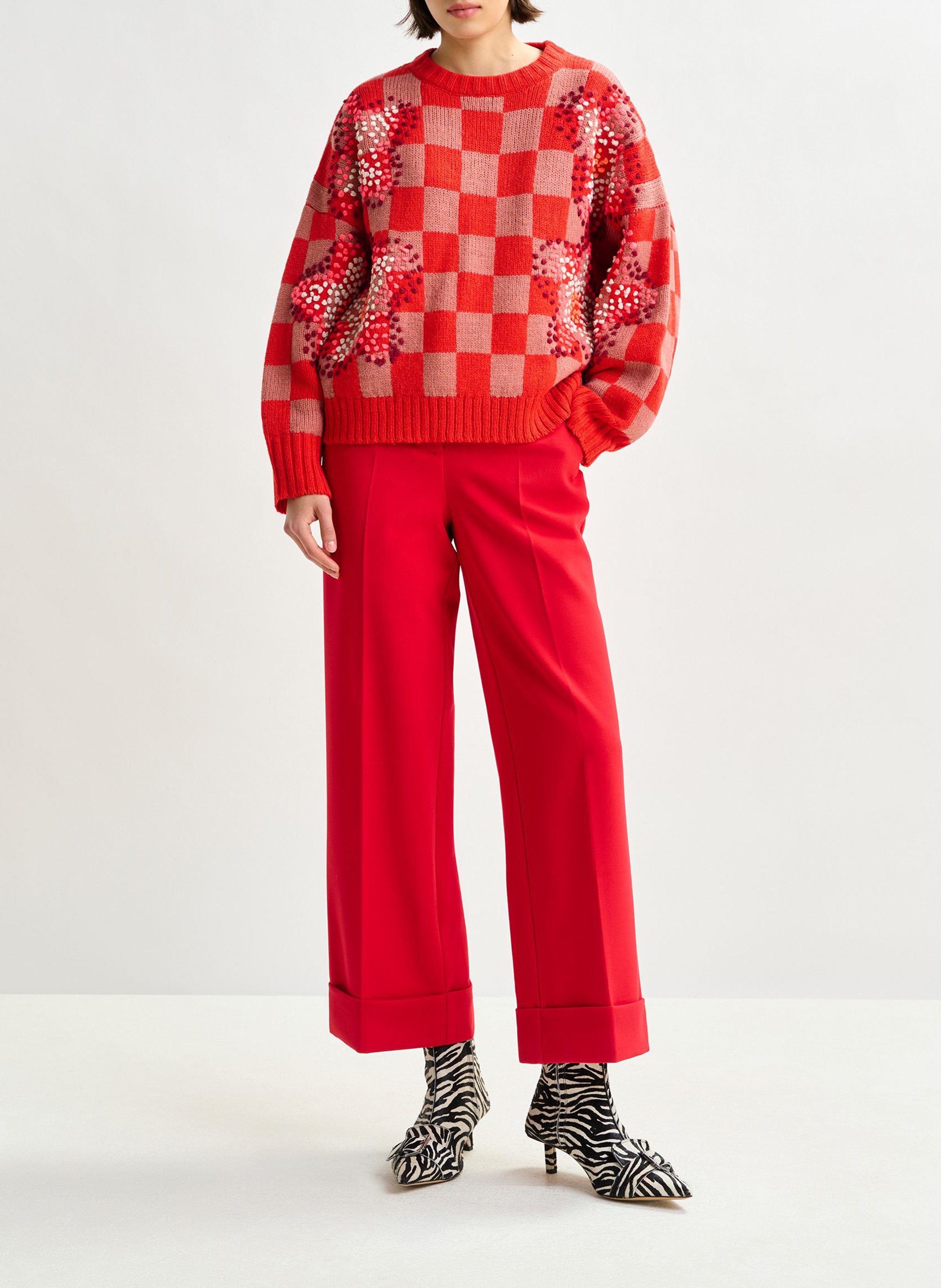 Pull droit col rond en laine mélangée inter ESSENTIEL ANTWERP Rouge