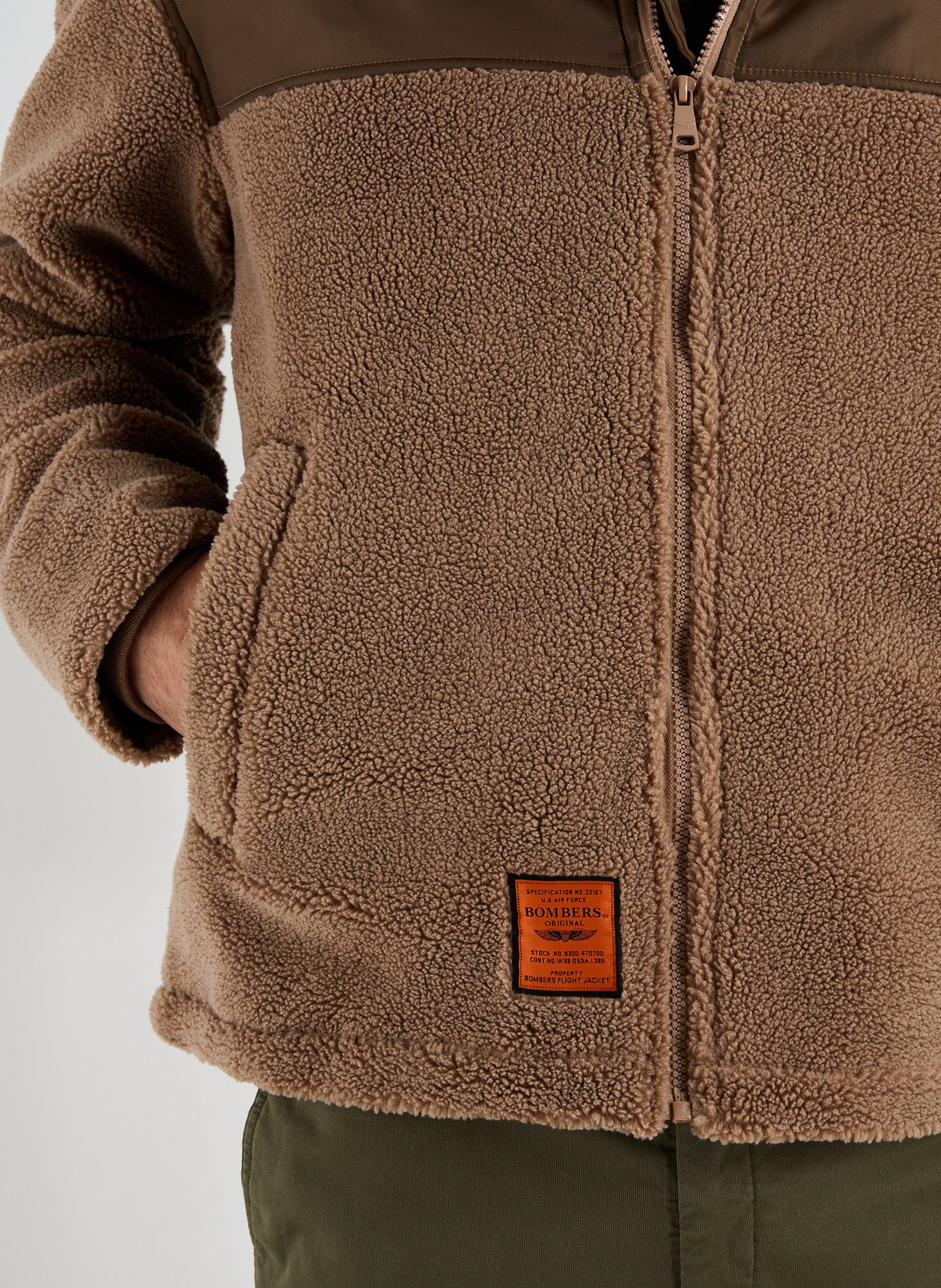 Veste polaire ample à col montant BOMBERS ORIGINAL Marron