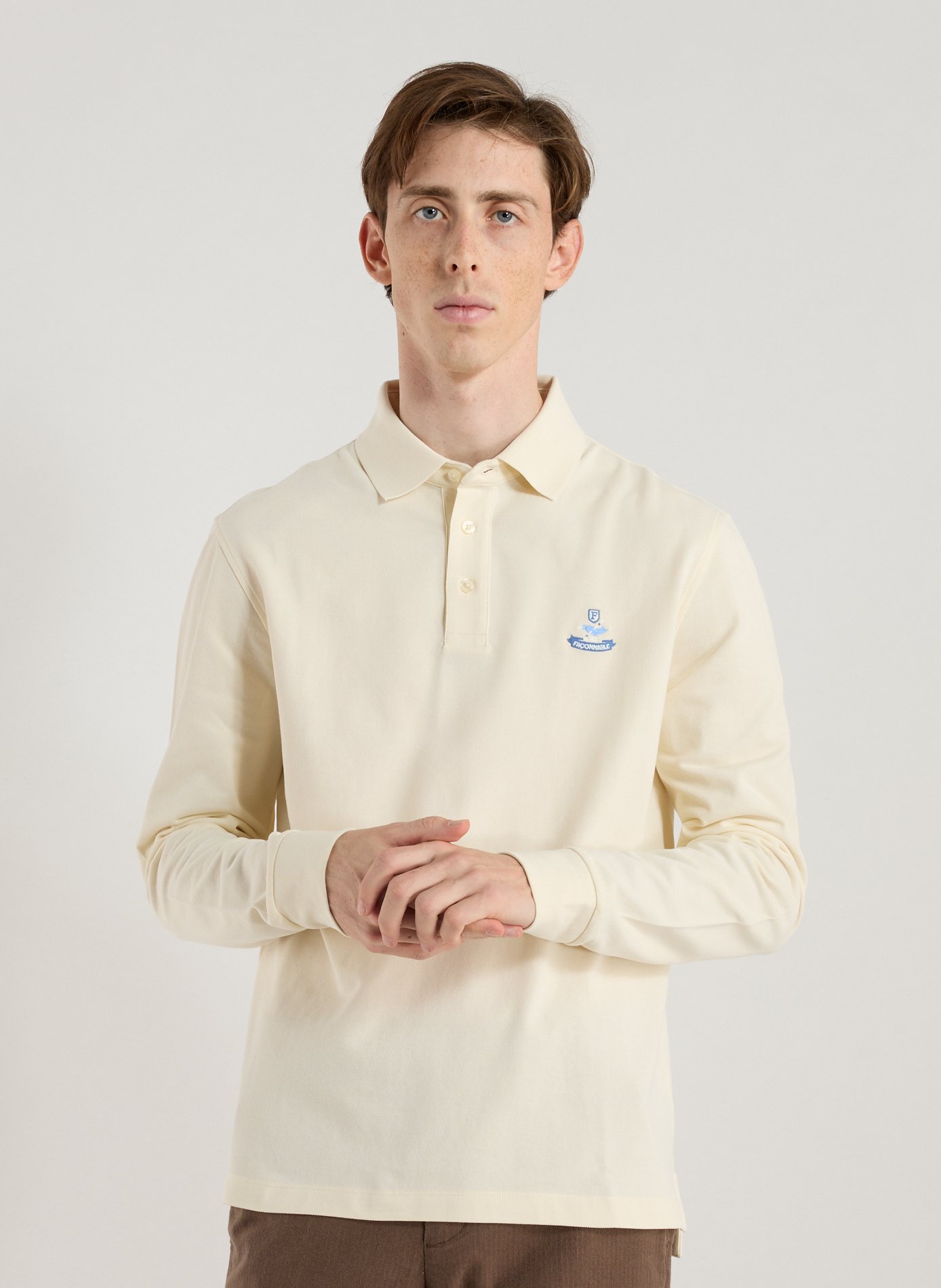 FACONNABLE Polo à manches longues en coton Blanc