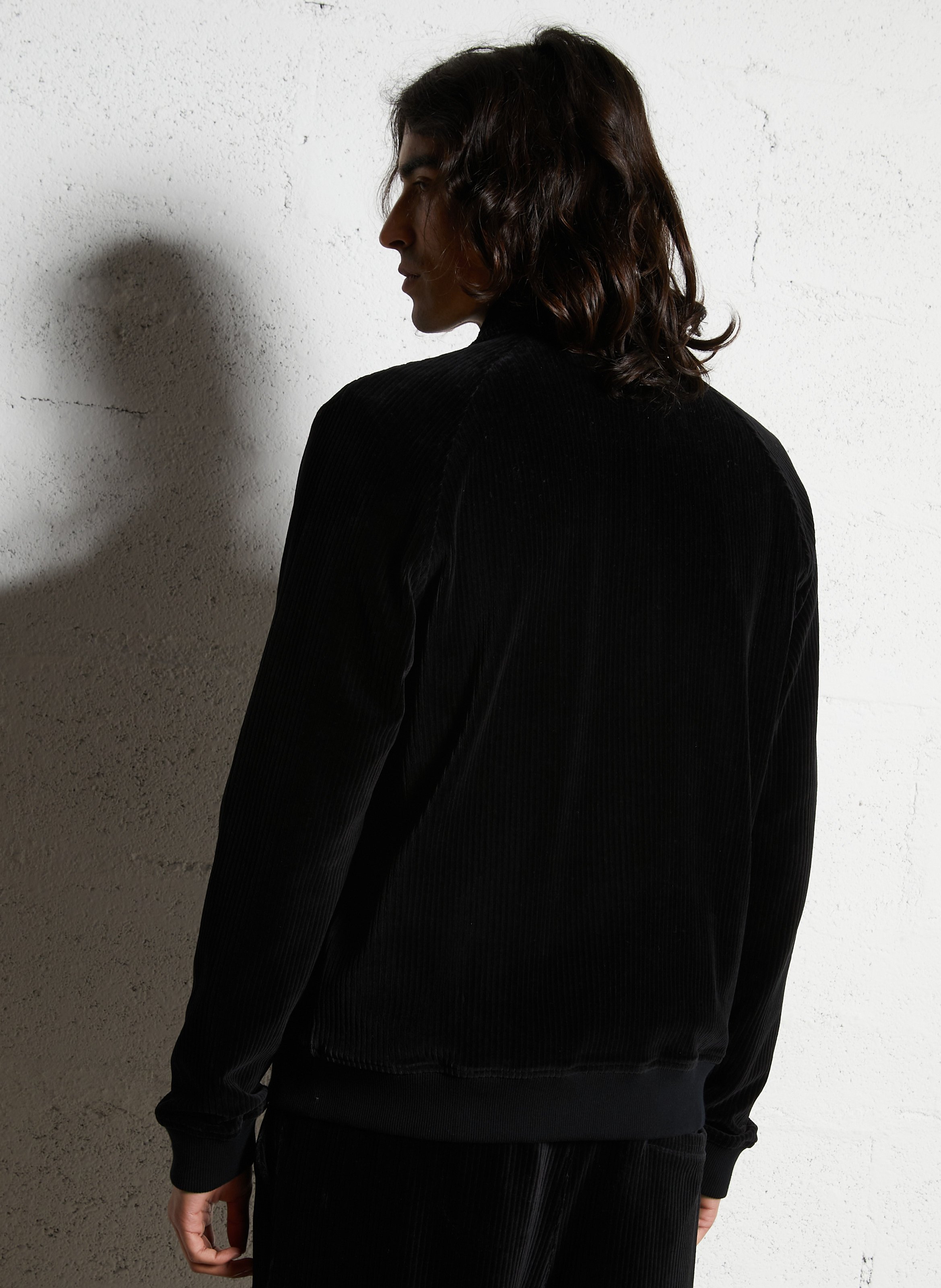 Veste droite côtelée en coton mélangé IKKS Noir