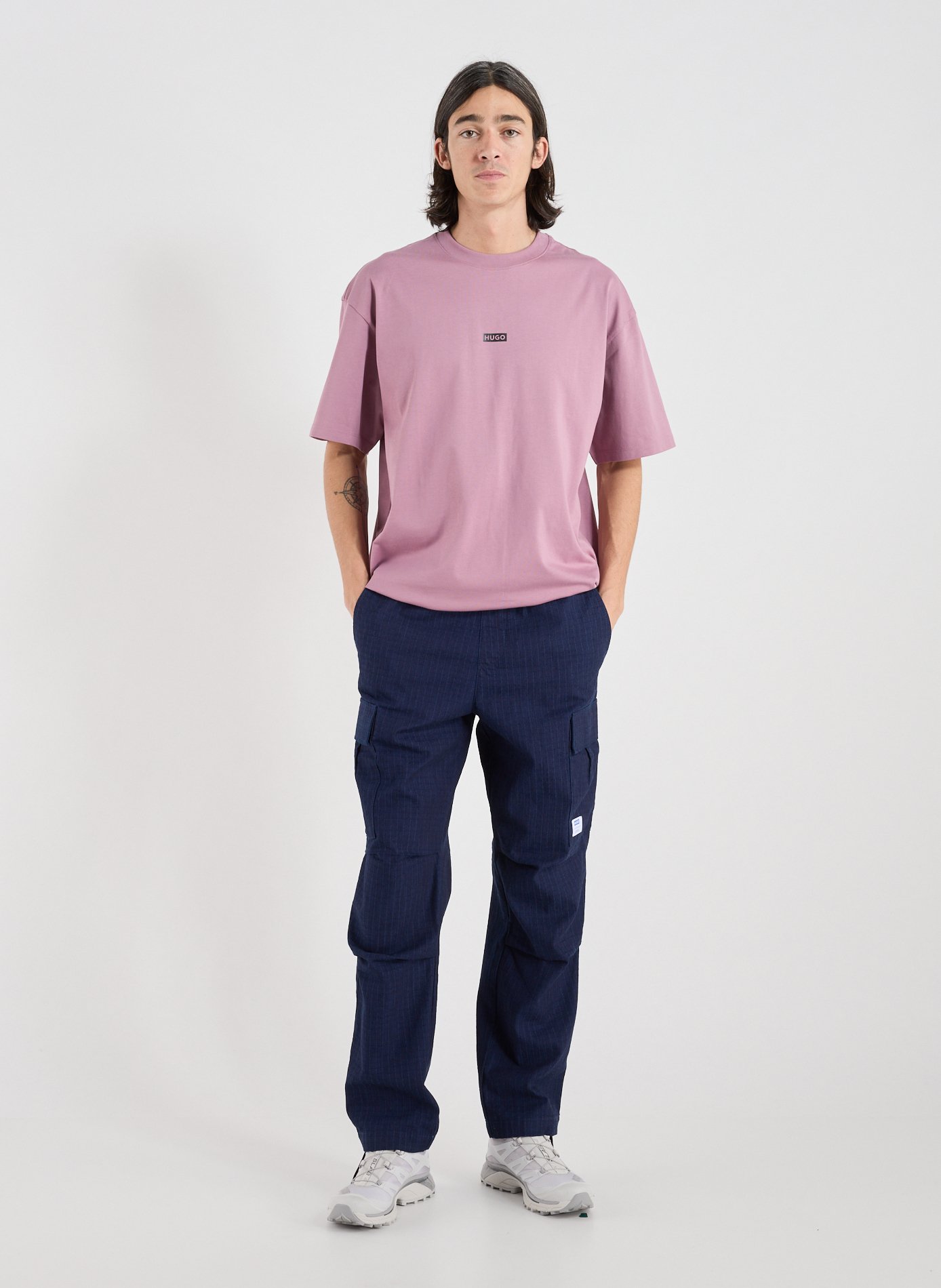 Relaxed cotton cargo pants HUGO BLUE Blue