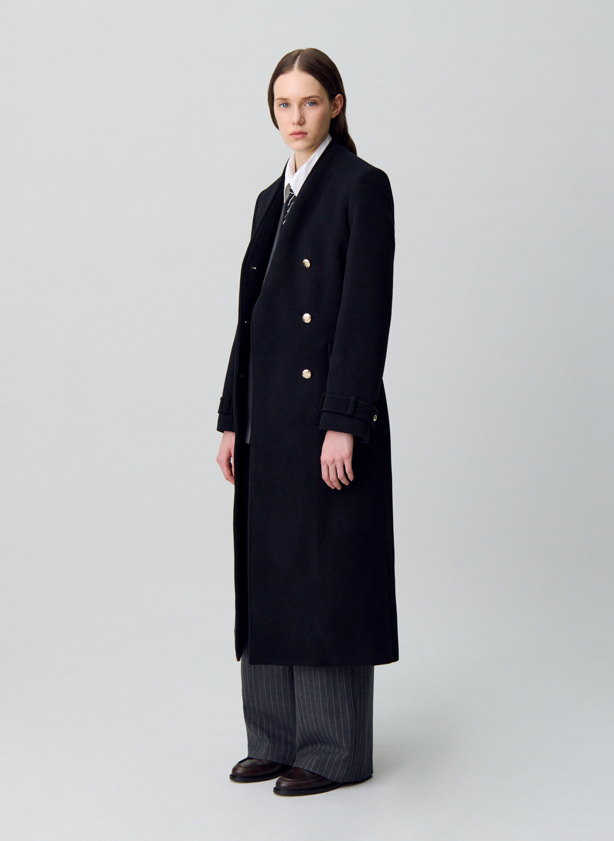 Manteau col v en laine mélangée galika CLAUDIE PIERLOT Noir