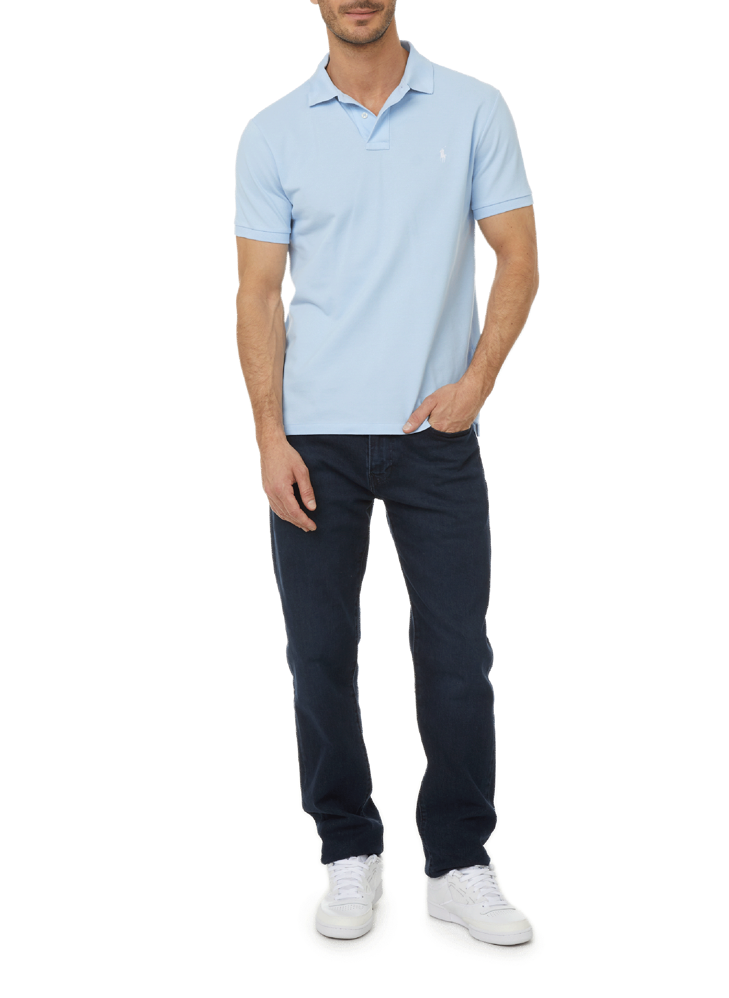 Straight-fit cotton piqué shirt Blue