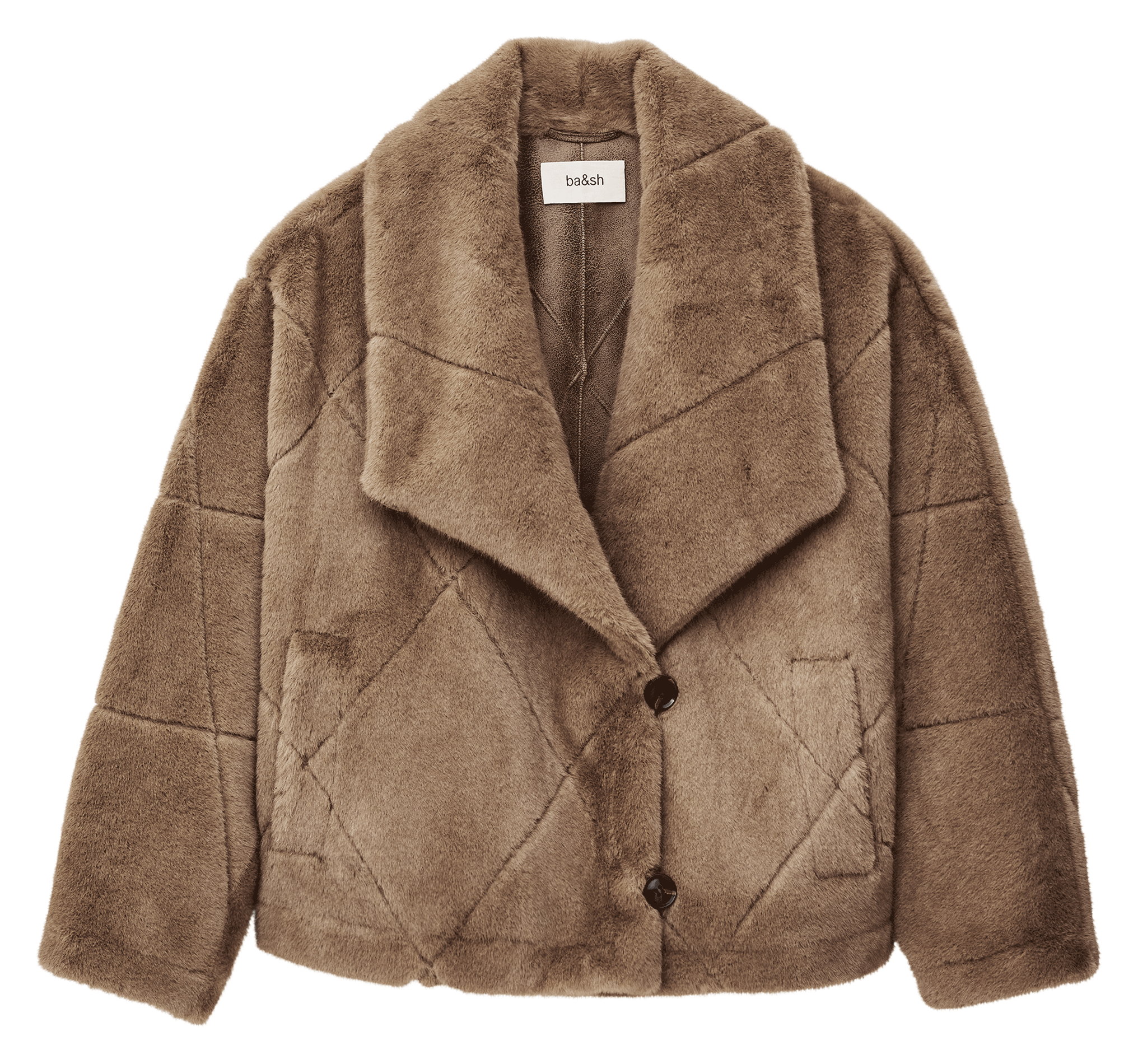 Manteau large col à revers effet fourrure pinie BA&SH Marron