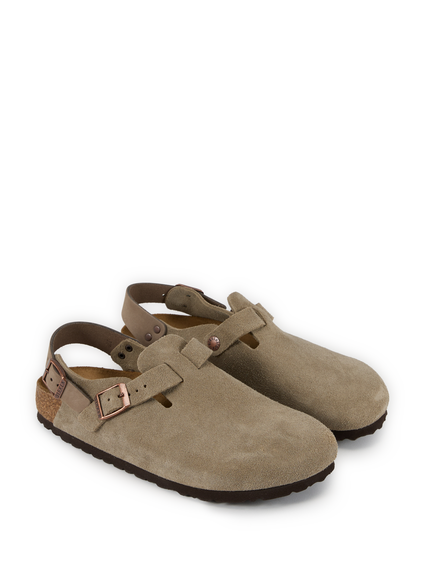 Mules en cuir suédé BIRKENSTOCK Beige