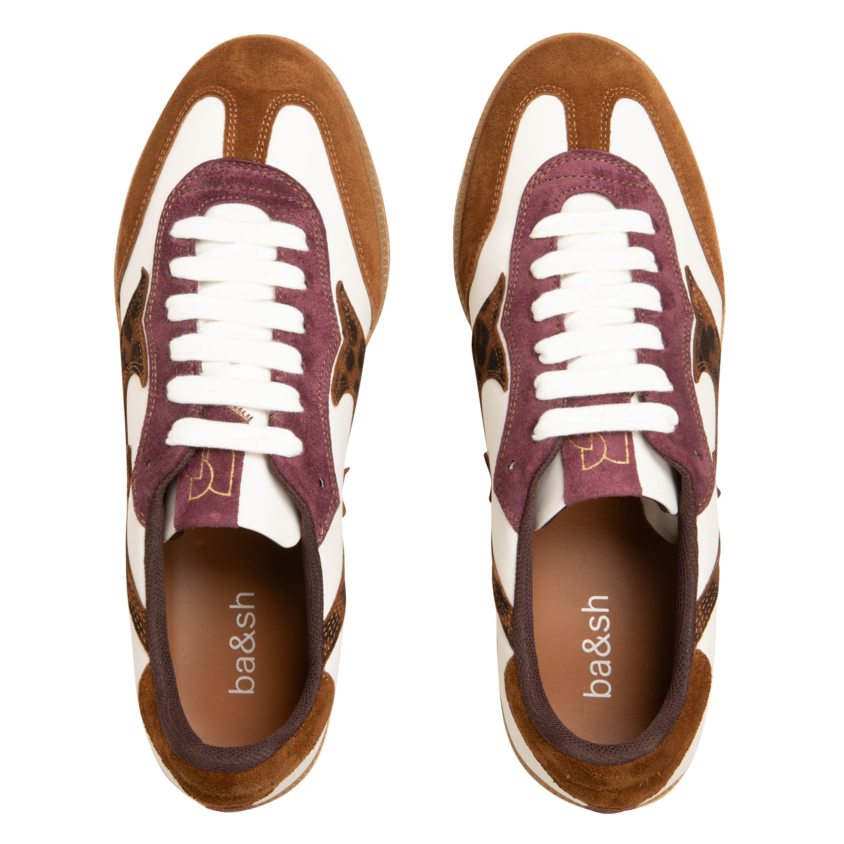 Baskets basses en cuir imprimé léopard crew BA&SH Marron