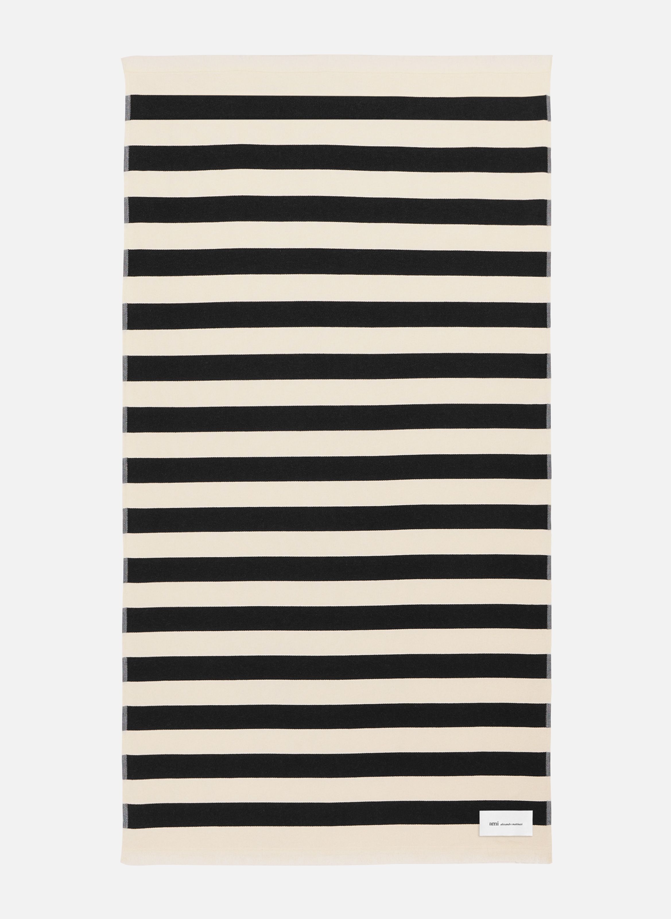 Serviette de plage à rayures unisexe en coton AMI PARIS Noir