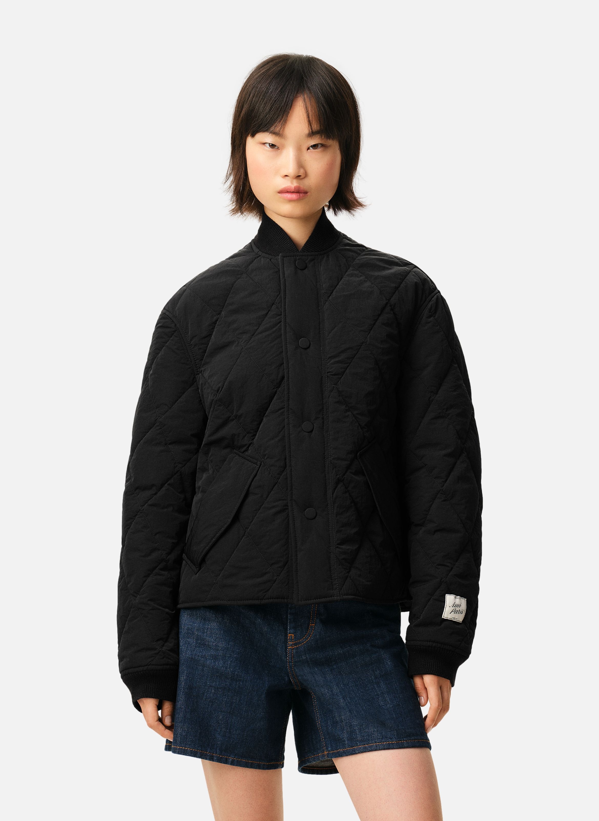 Veste rembourrée unisexe en nylon AMI PARIS Noir