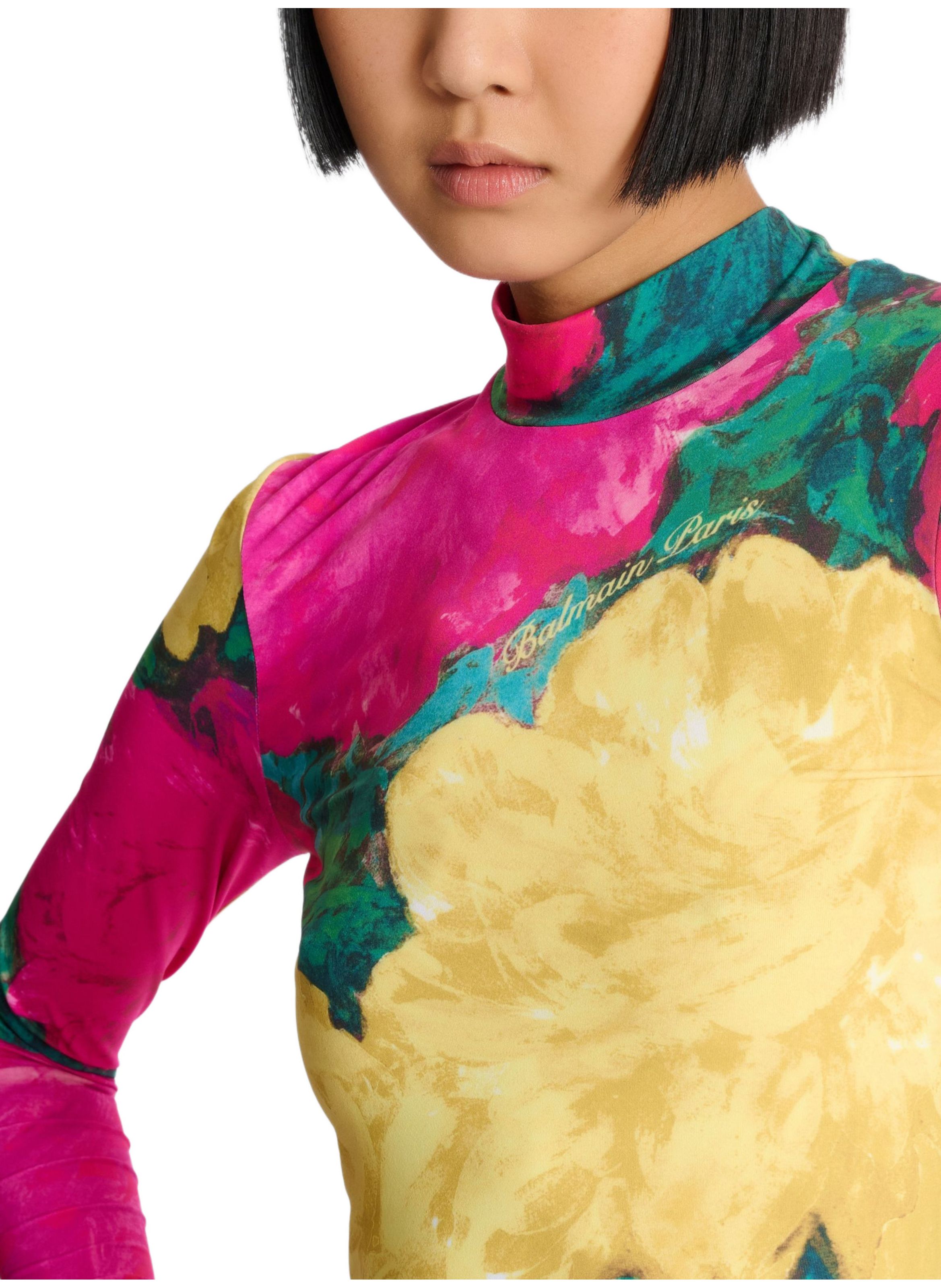 Top à imprimé avec col montant BALMAIN Multicolore