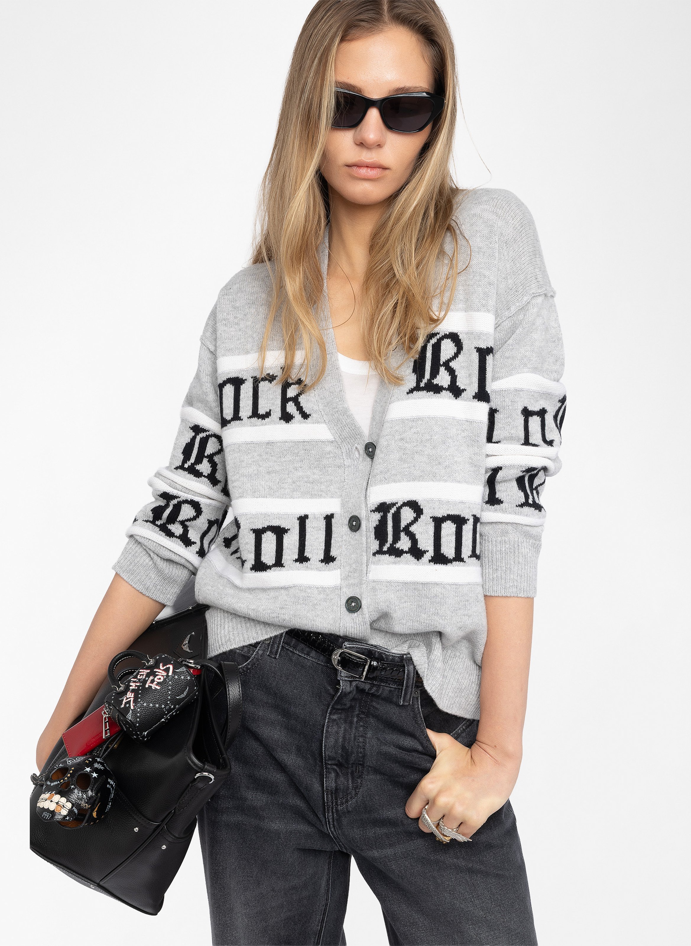 Cardigan ample imprimé en laine et cachemire mirkaz ZADIG&VOLTAIRE Gris