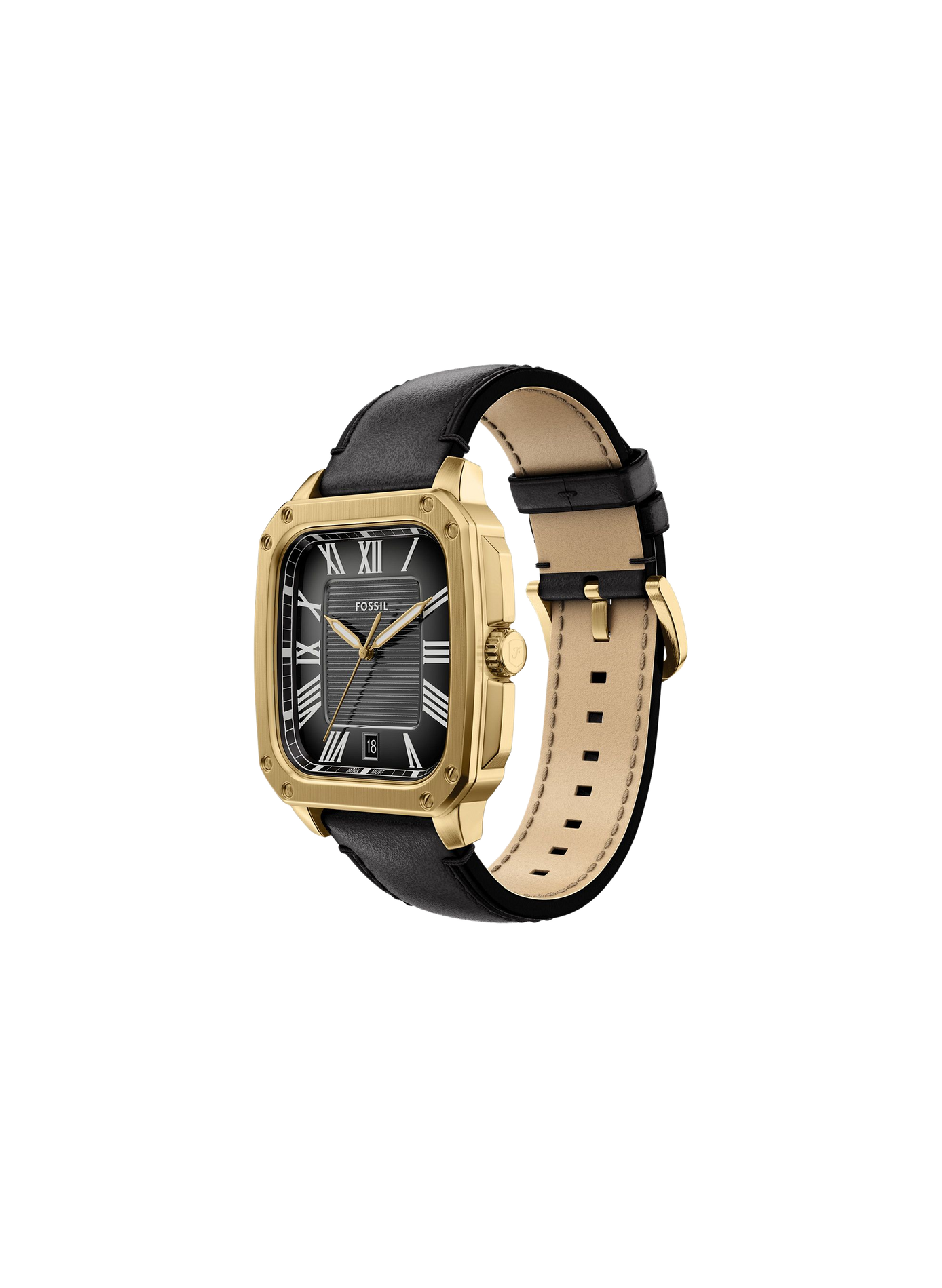 Montre Crosby bracelet en cuir FOSSIL Noir