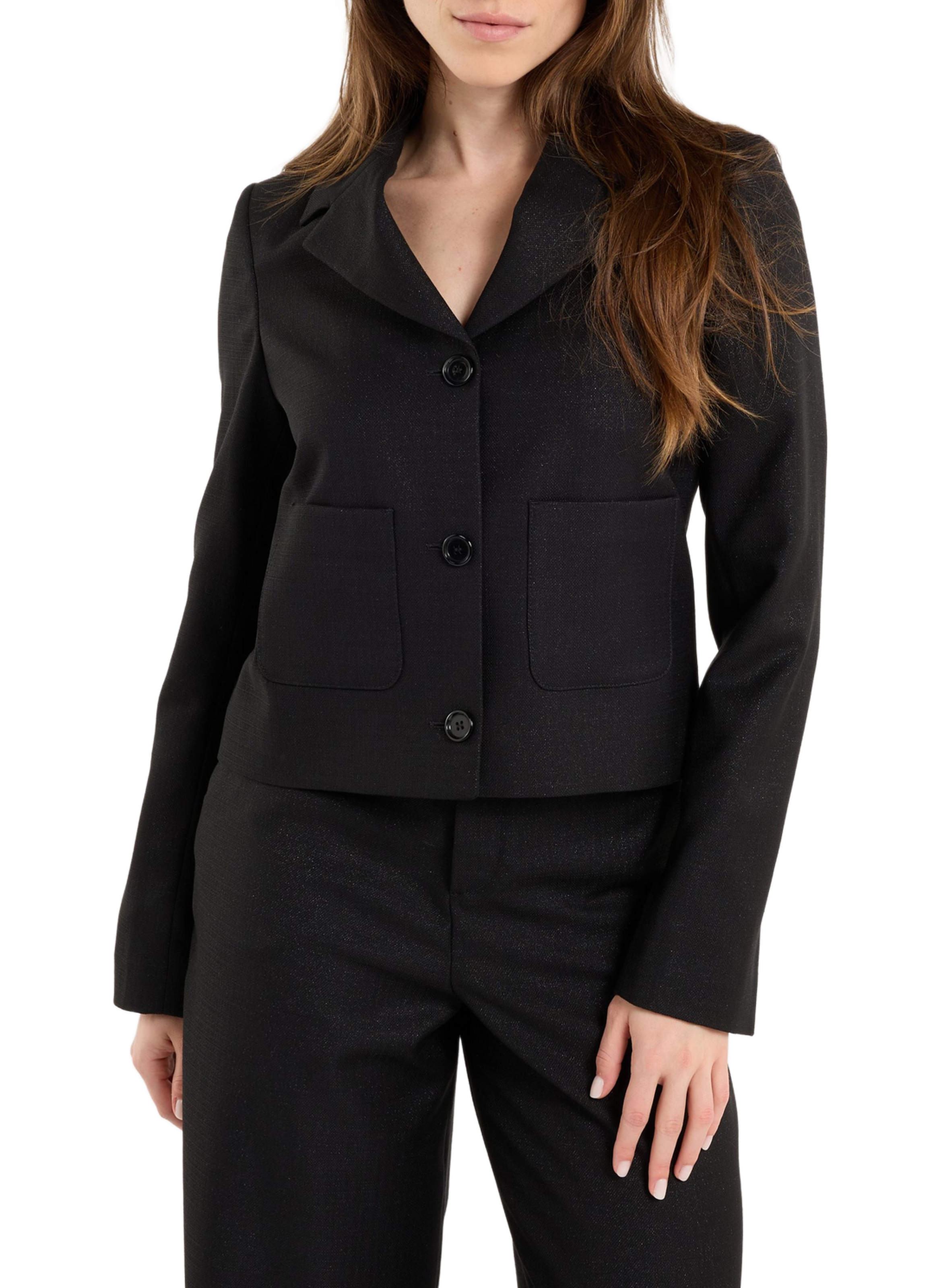 Veste blazer courte en laine mélangée SAISON 1865 Noir
