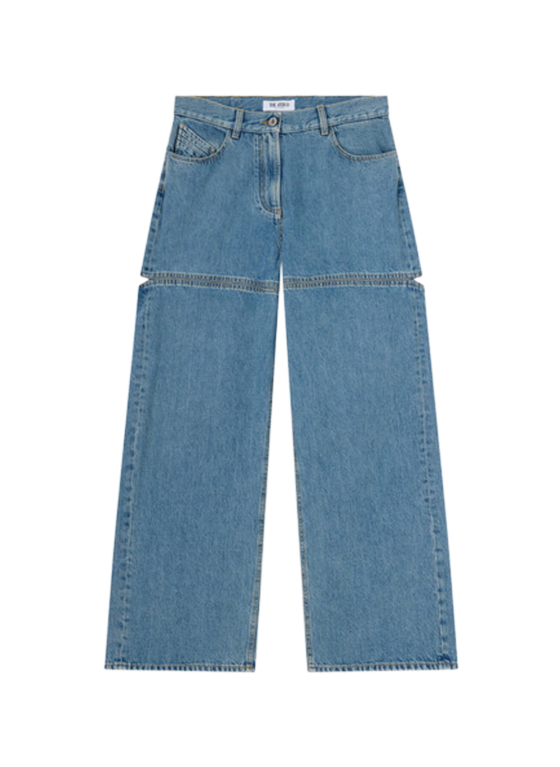 Wide and straight leg jeans with back cutouts in cotton THE ATTICO Blue