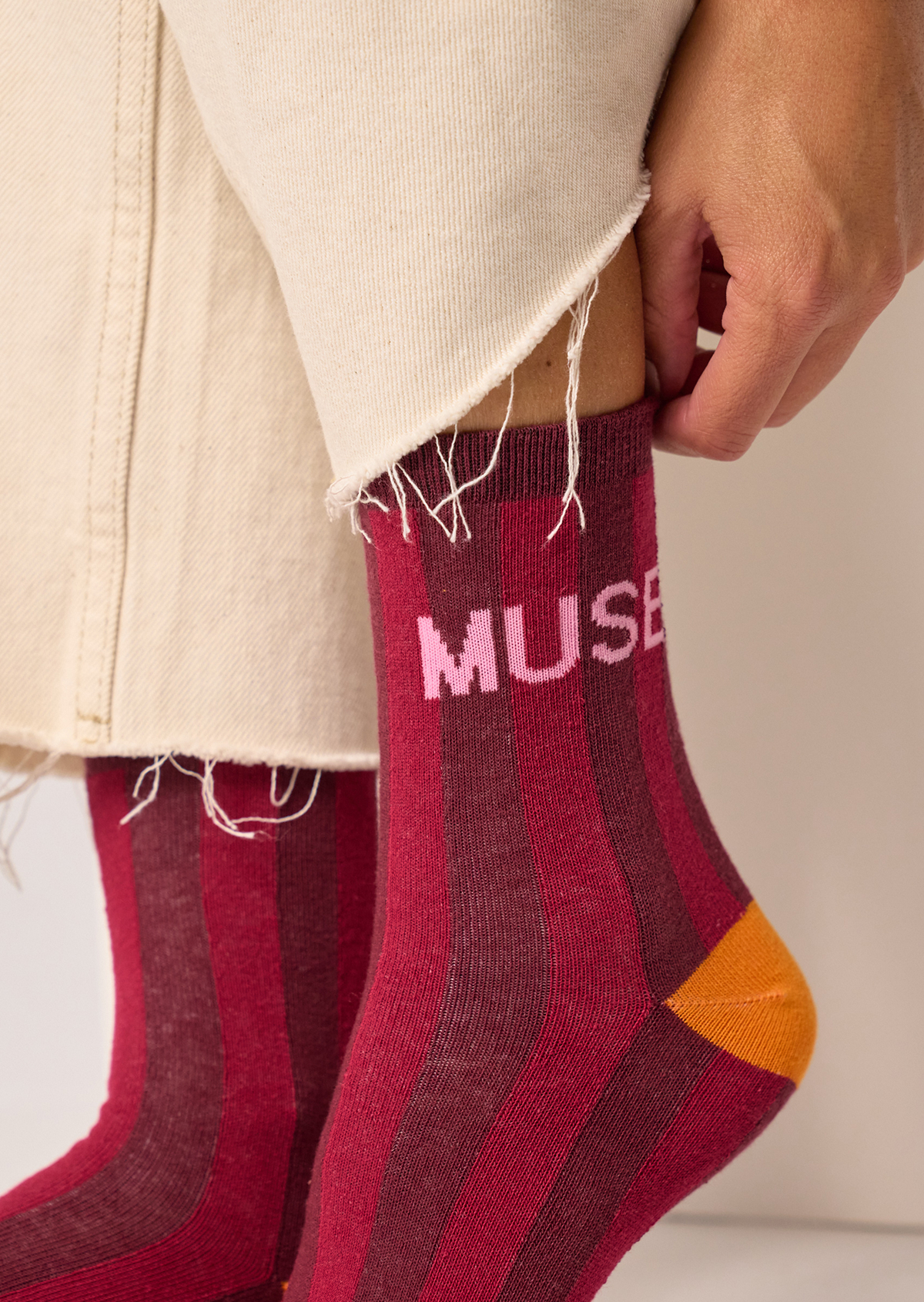 Chaussettes en coton peigné rayées BILLYBELT Rouge