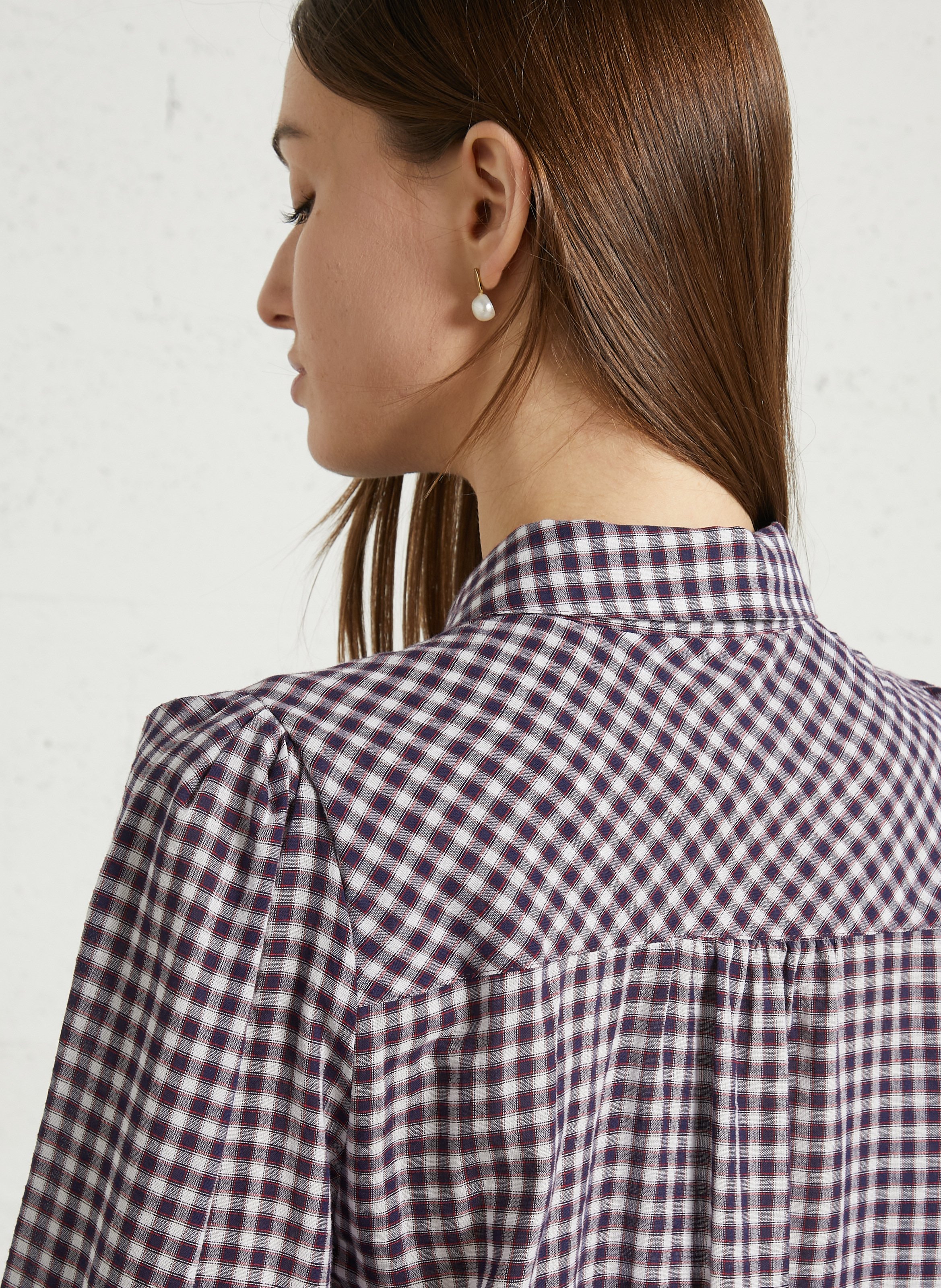 Chemise droite col classique à carreaux dan MAISON 123 Rouge